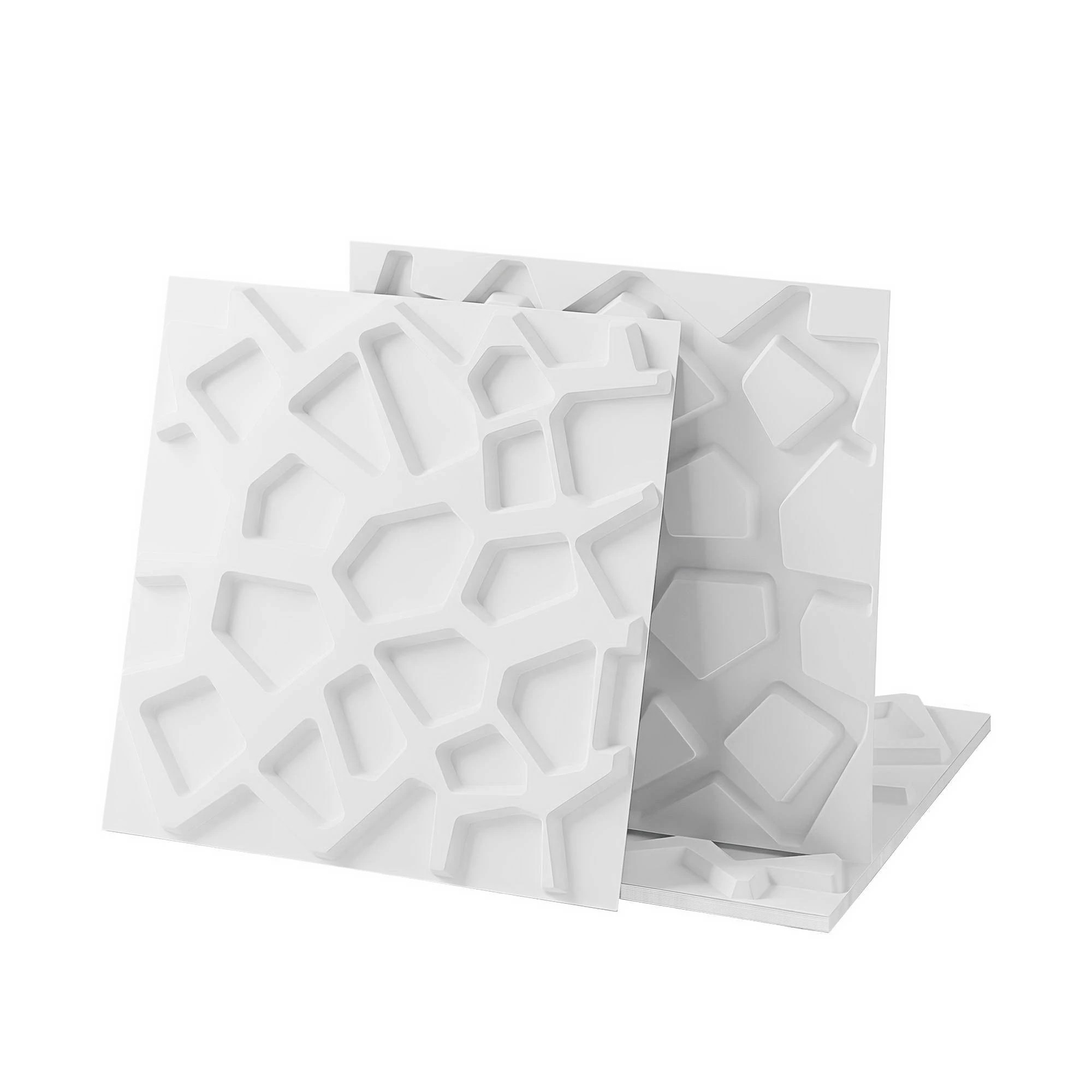 1 Artiss 3D Wall Panels PVC Decorative Panels 50x50cm Set of 15 Feature Wall Poly - White, 1 of 8