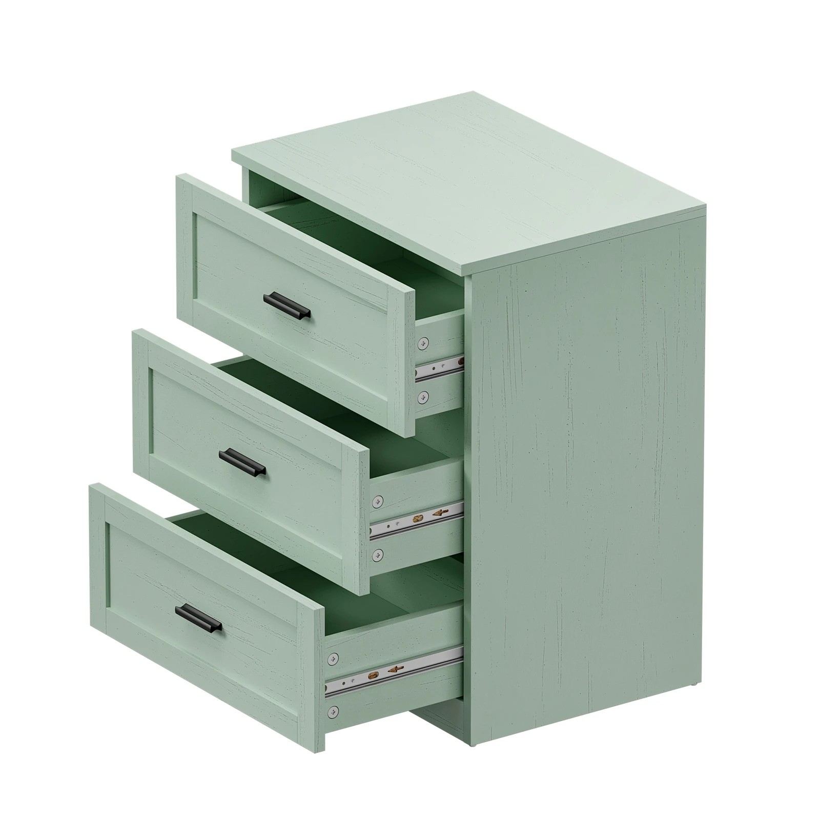 7 Oikiture 2pc Bedside Table 3 Drawers Nightstand Cabinet End Table - Green, 7 of 8