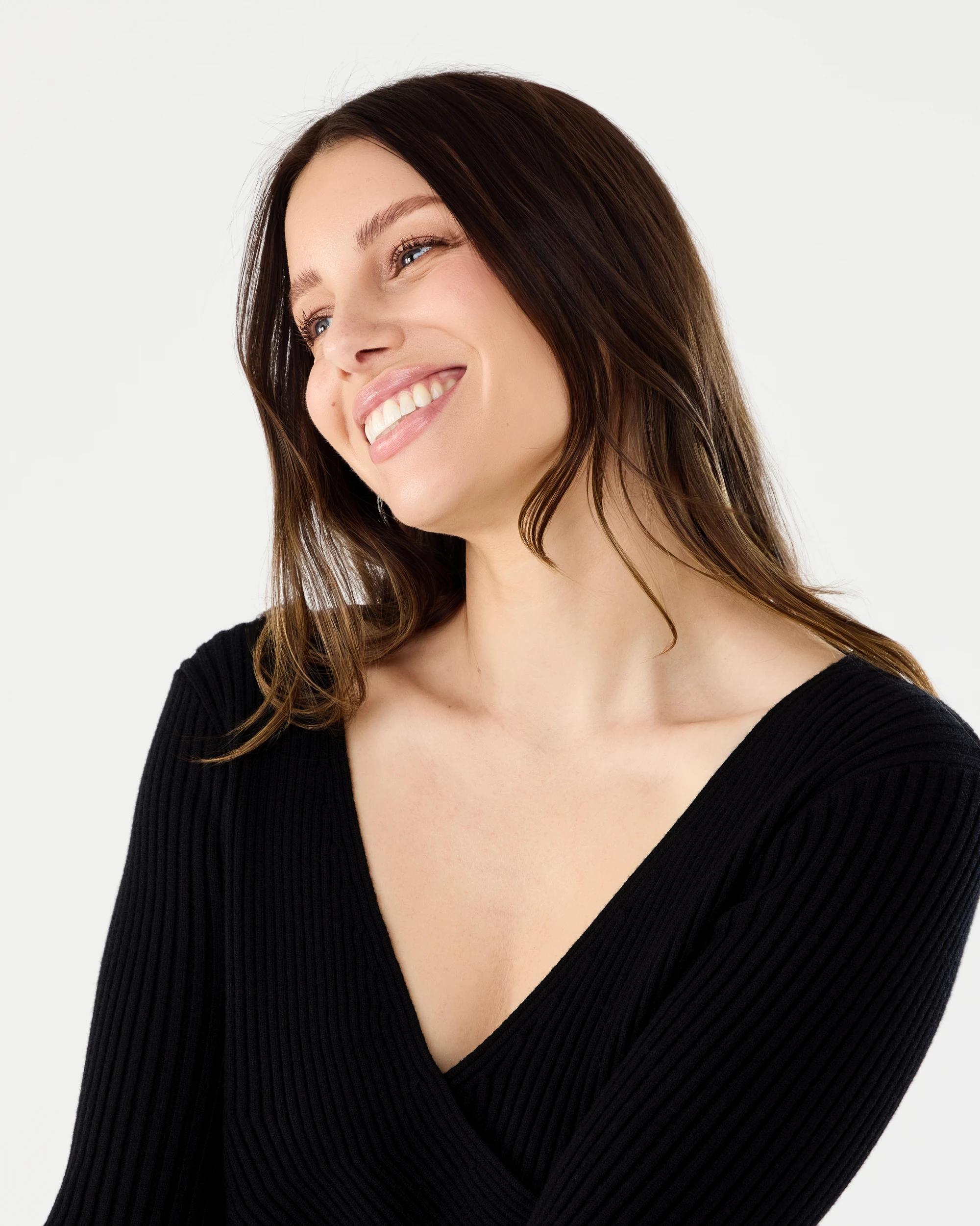 4 Long Sleeve Wrap Top Black, 4 of 6