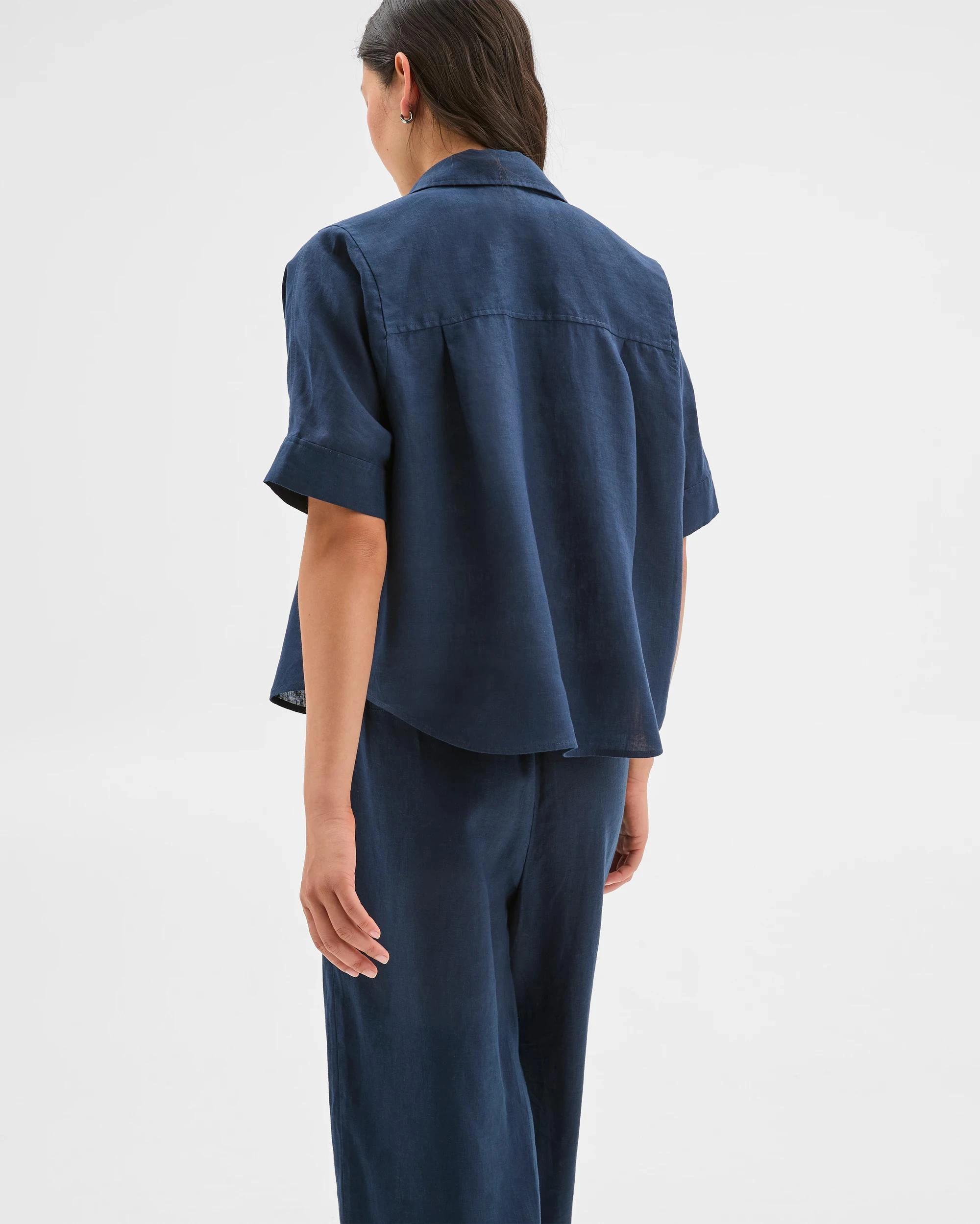 8 Target Woman European Linen Boxy Shirt NAVY BLUE, 8 of 8