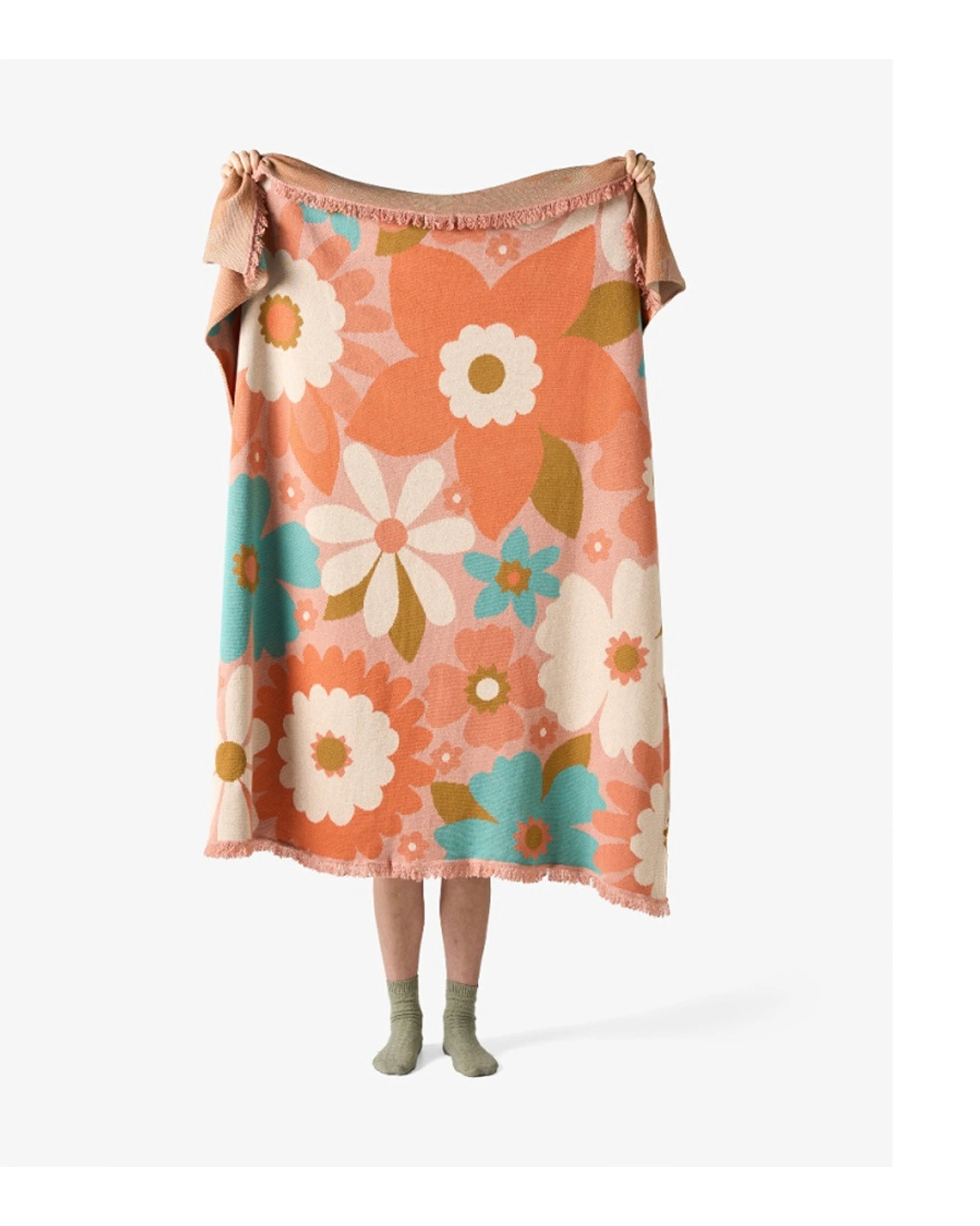 2 Linen House Kids Flower Garden Soft Knitted Cotton Comfort Throw Blanket 120x140cm - Multi, 2 of 2