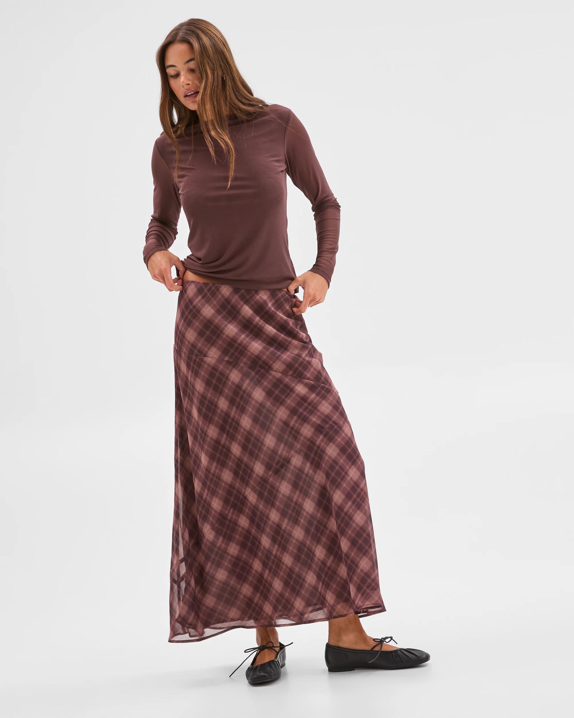 1 Lily Loves Georgette Maxi Skirt CHECK, 1 of 6