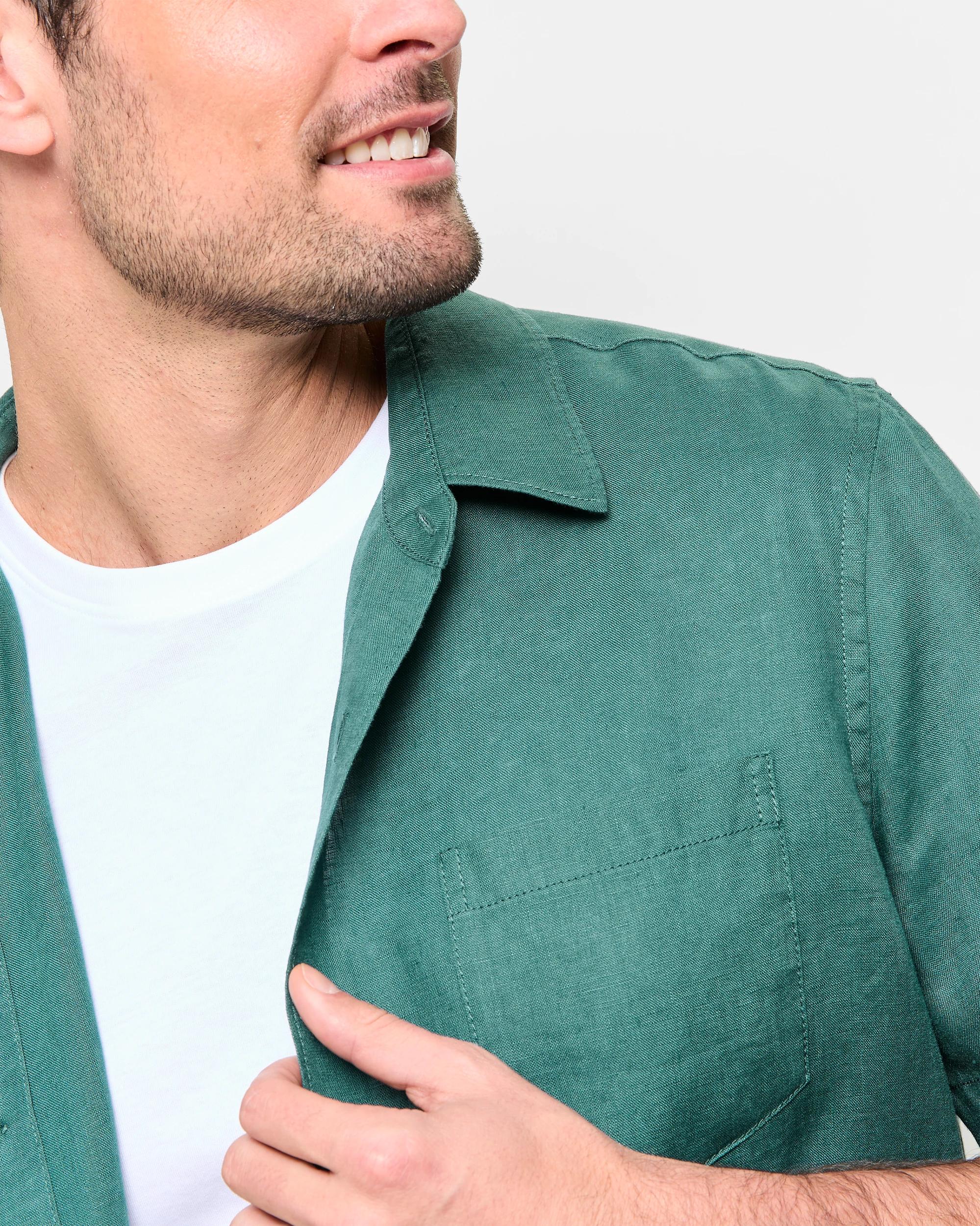 5 Target European Linen Short Sleeve Shirt TEAL, 5 of 5