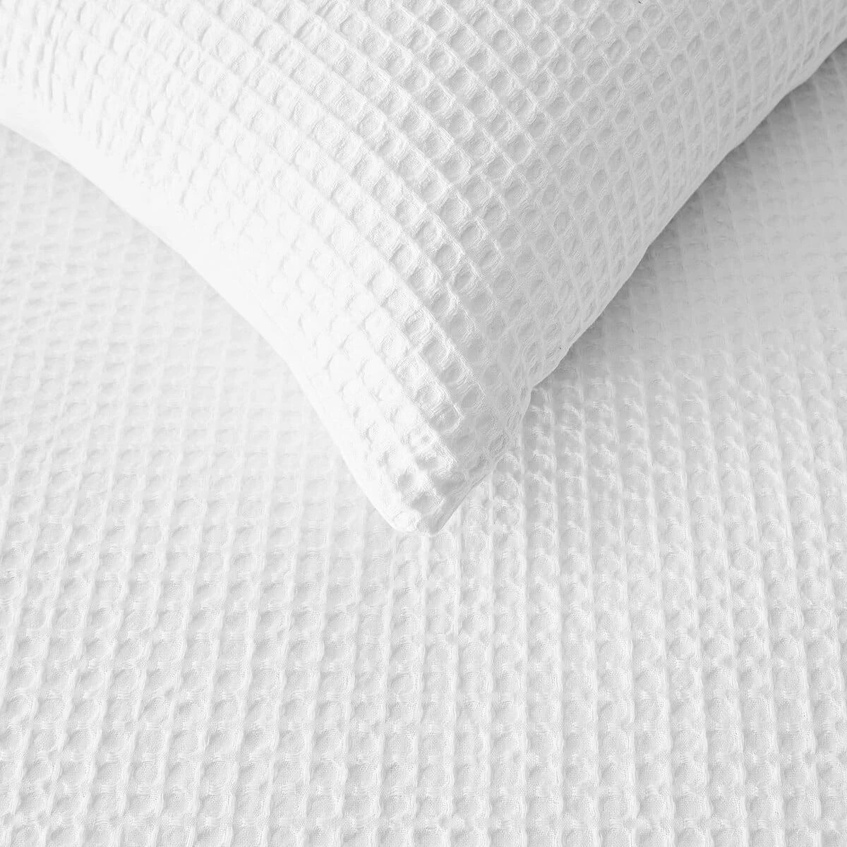 3 Waffle Cotton Quilt Cover Set - Queen Bed, White, 3 of 6