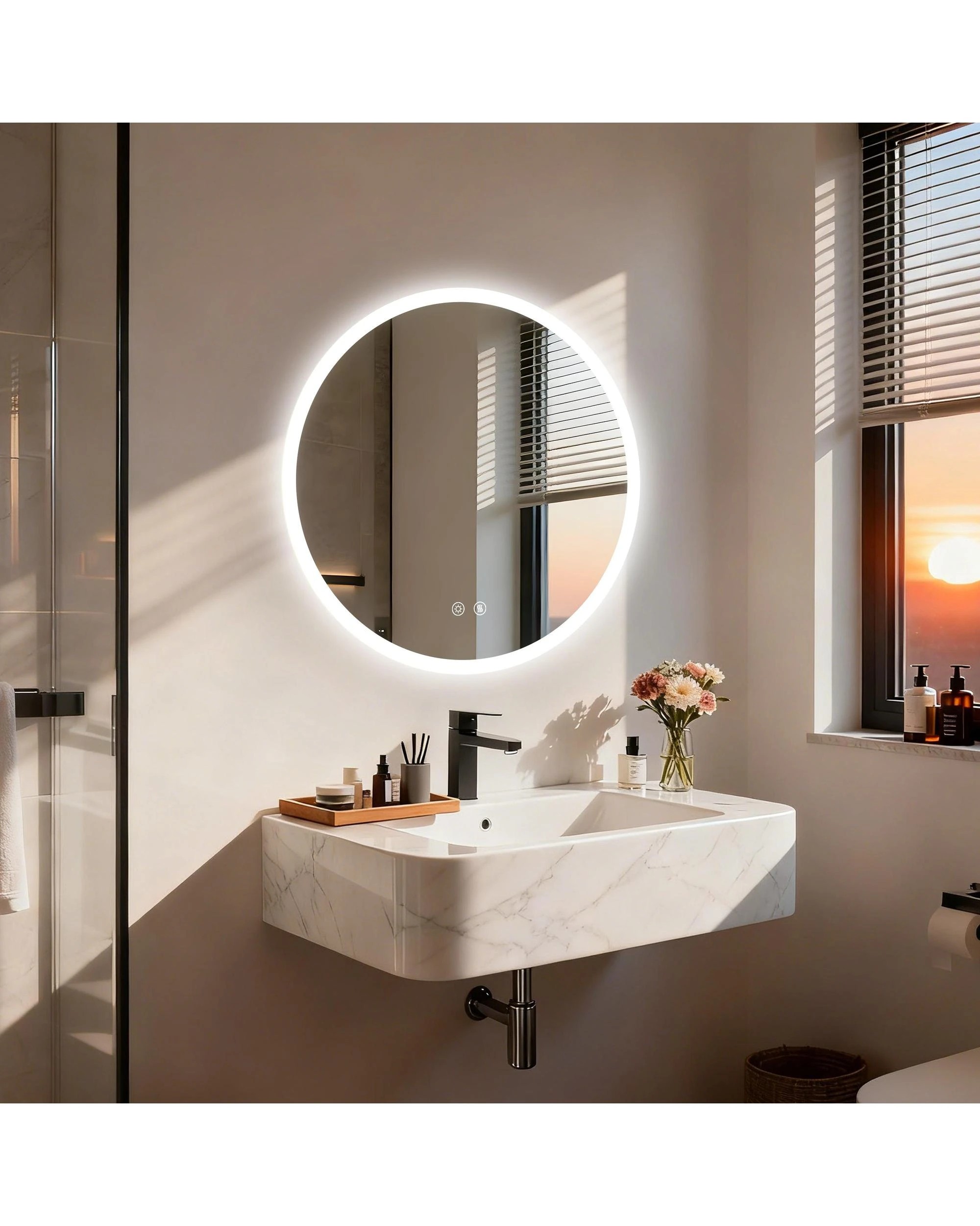 2 OAKORY 60cm Round LED Bathroom Mirror with 3 Adjustable Colour Light Anti-Fog, 2 of 4