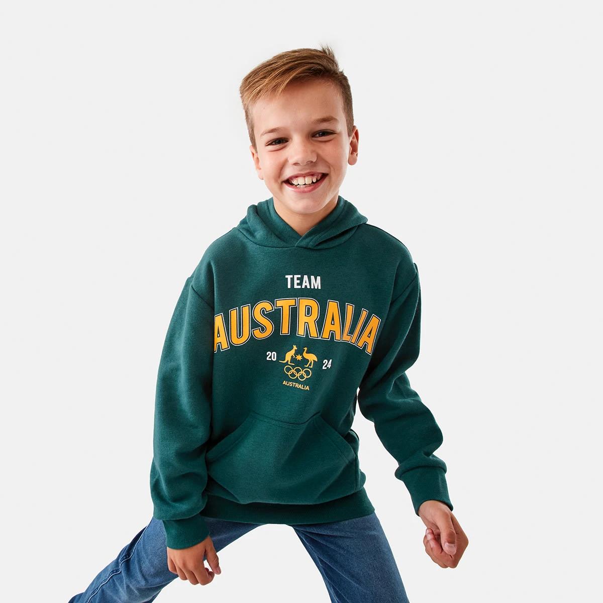 1 Active Kids Olympics Team Aus Youth Hoodie Oz Green, 1 of 9