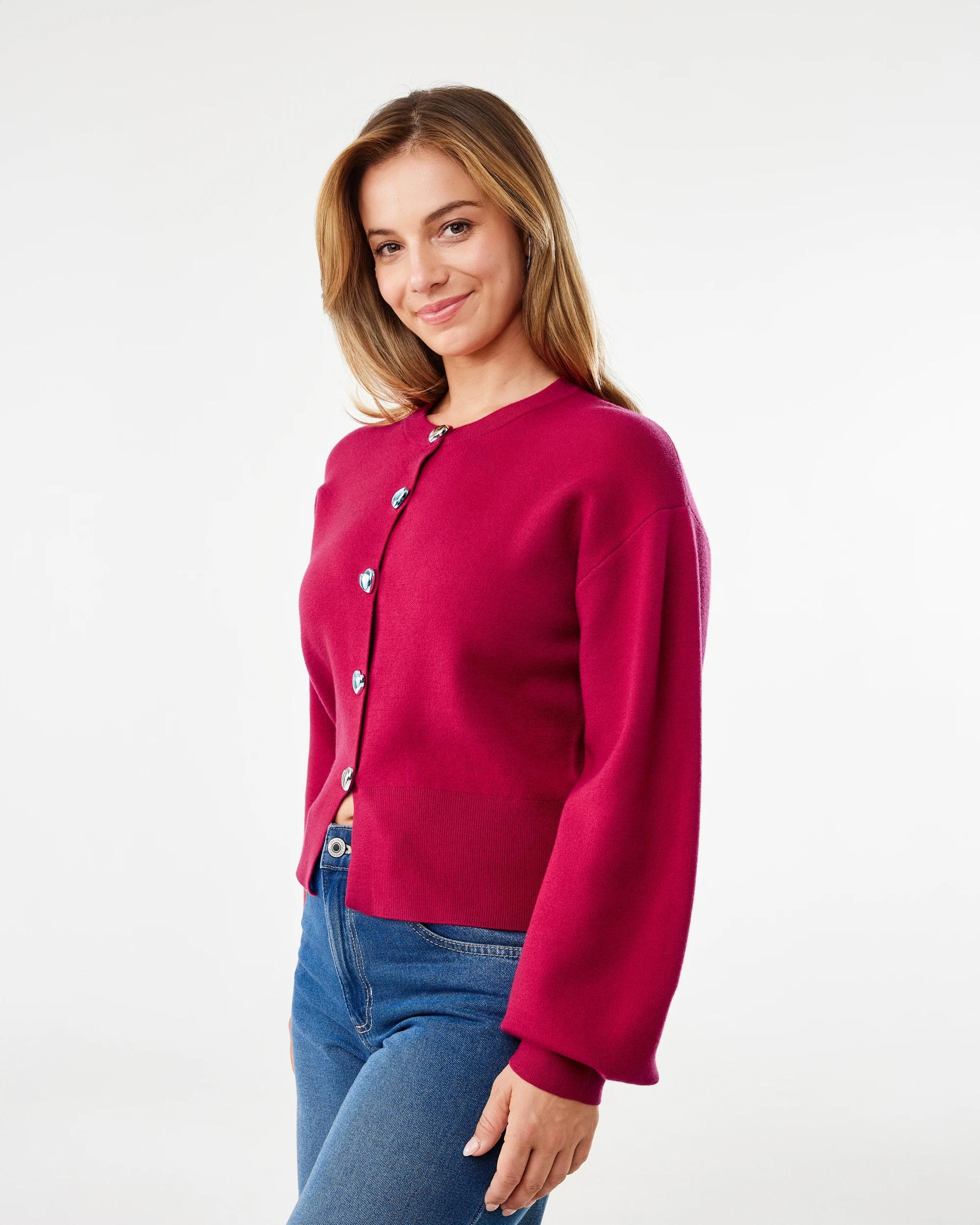 2 Compact Heart Cardigan Spice Red, 2 of 6