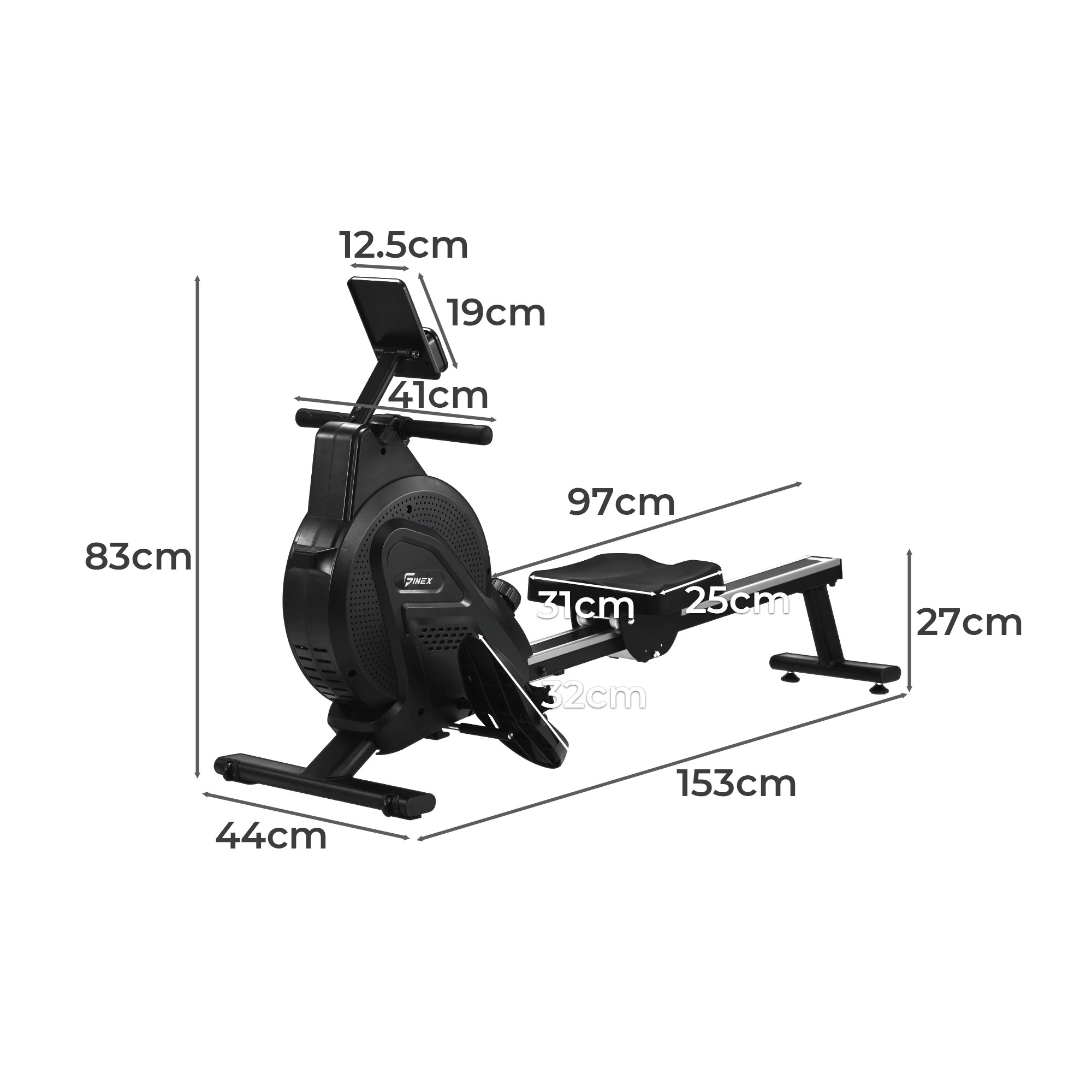 2 Finex Rowing Machine - Black, 2 of 10