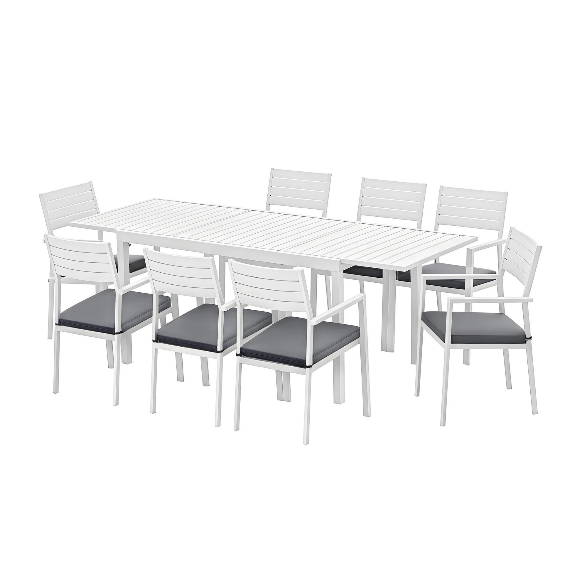 1 Gardeon Outdoor Dining Set 9PCS Aluminum Extendable Table Chairs Patio - White, 1 of 2