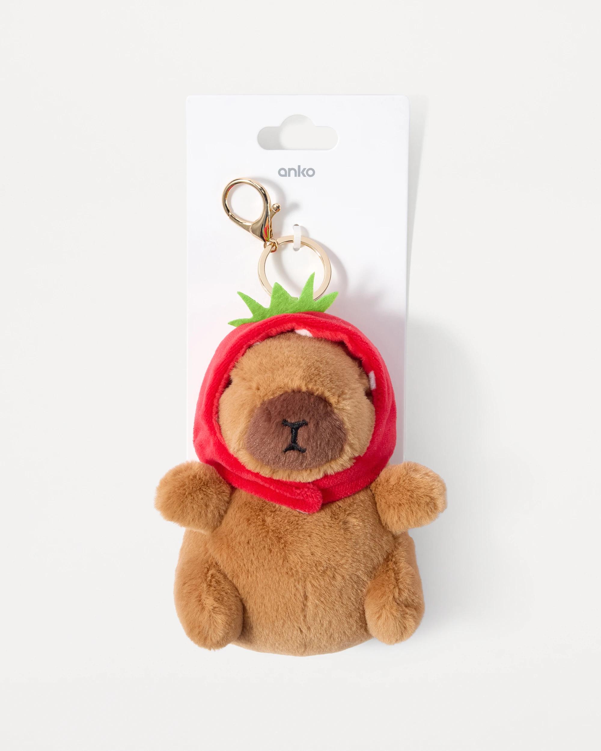 5 Fluffy Capybara Charm Keyring - Gold Tone and Brown Brown, 5 of 5