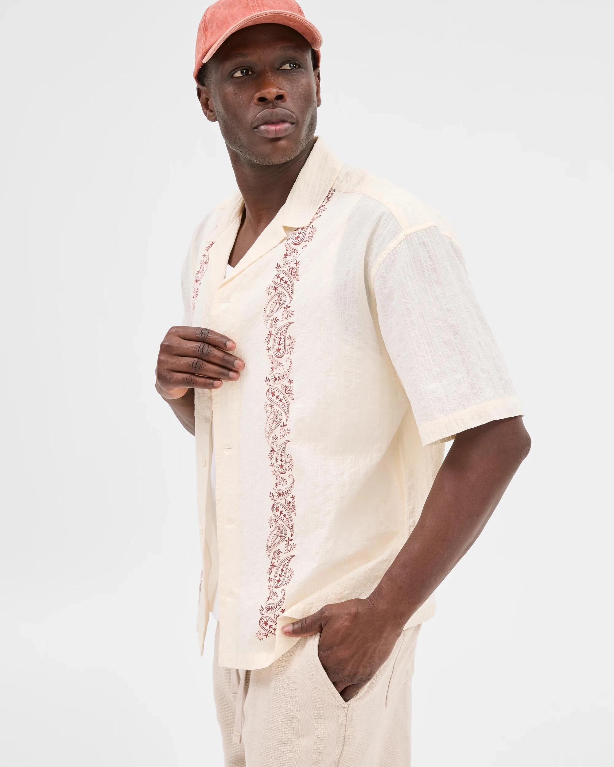 4 Commons Australian Cotton Short Sleeve Shirt PAISLEY WHITE, 4 of 7