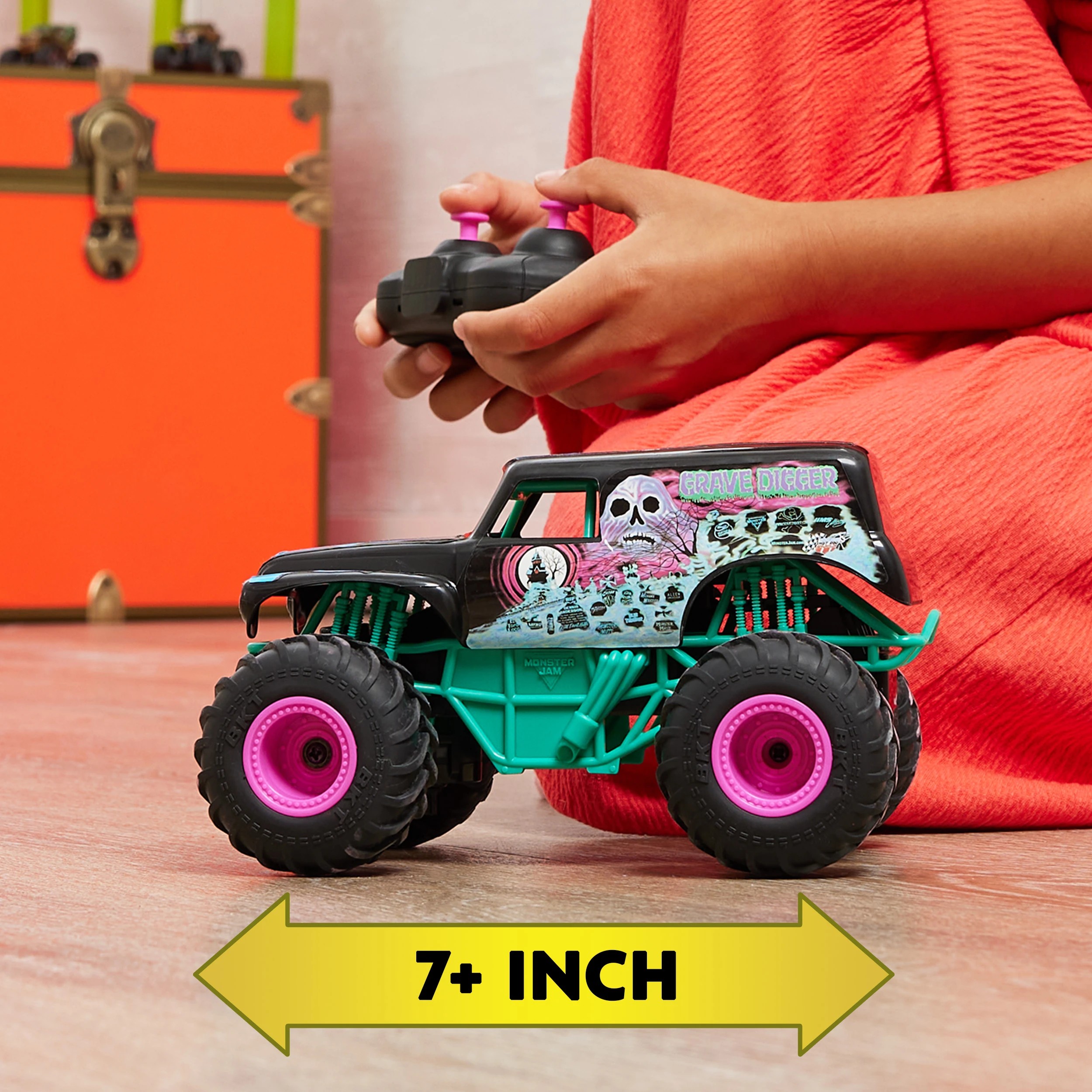 3 Monster Jam Nitro Neon Grave Digger Remote Control Truck, 3 of 10