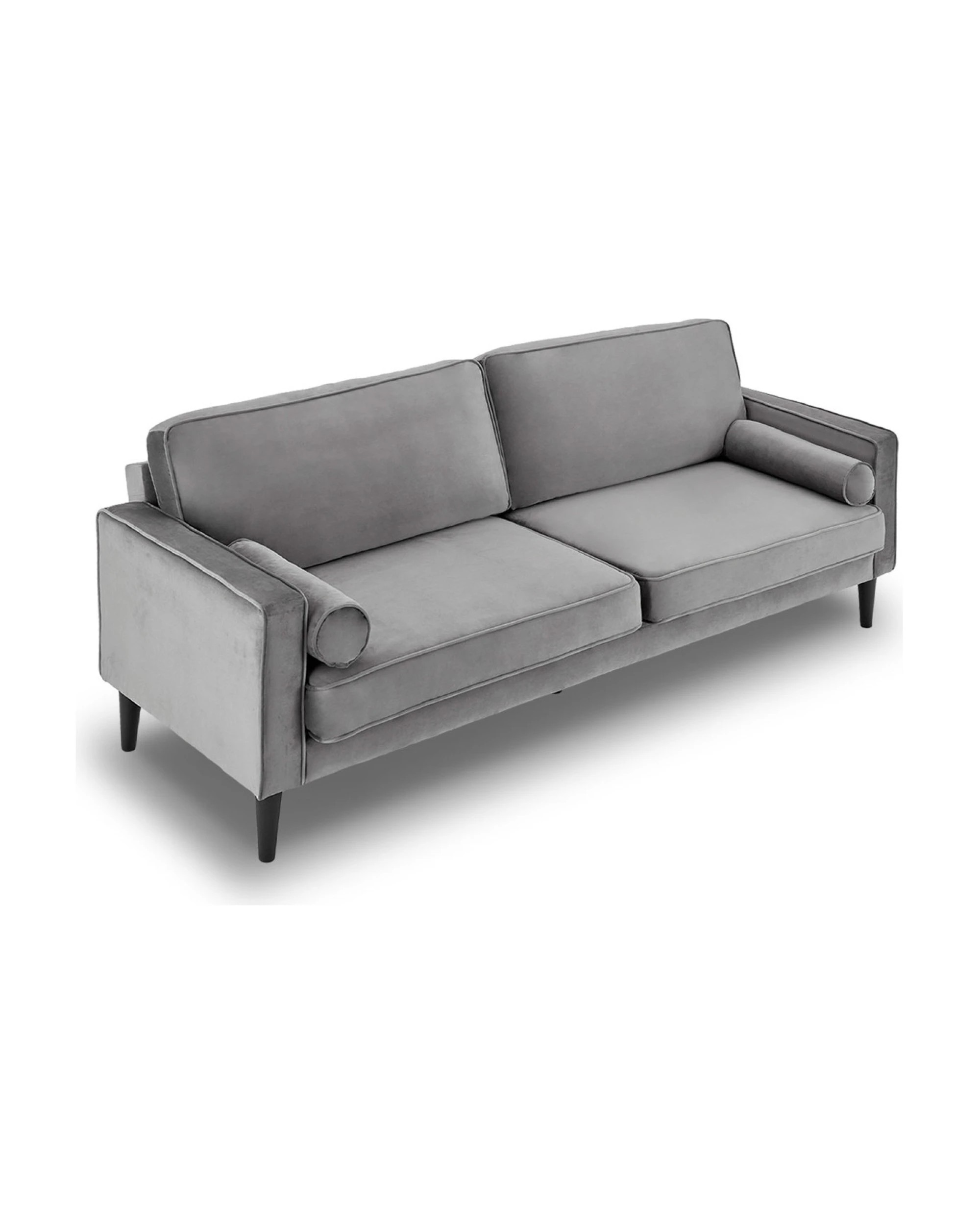 2 Sarantino Faux Velvet Sofa Bed Couch Furniture Lounge Suite Seat Grey, 2 of 10