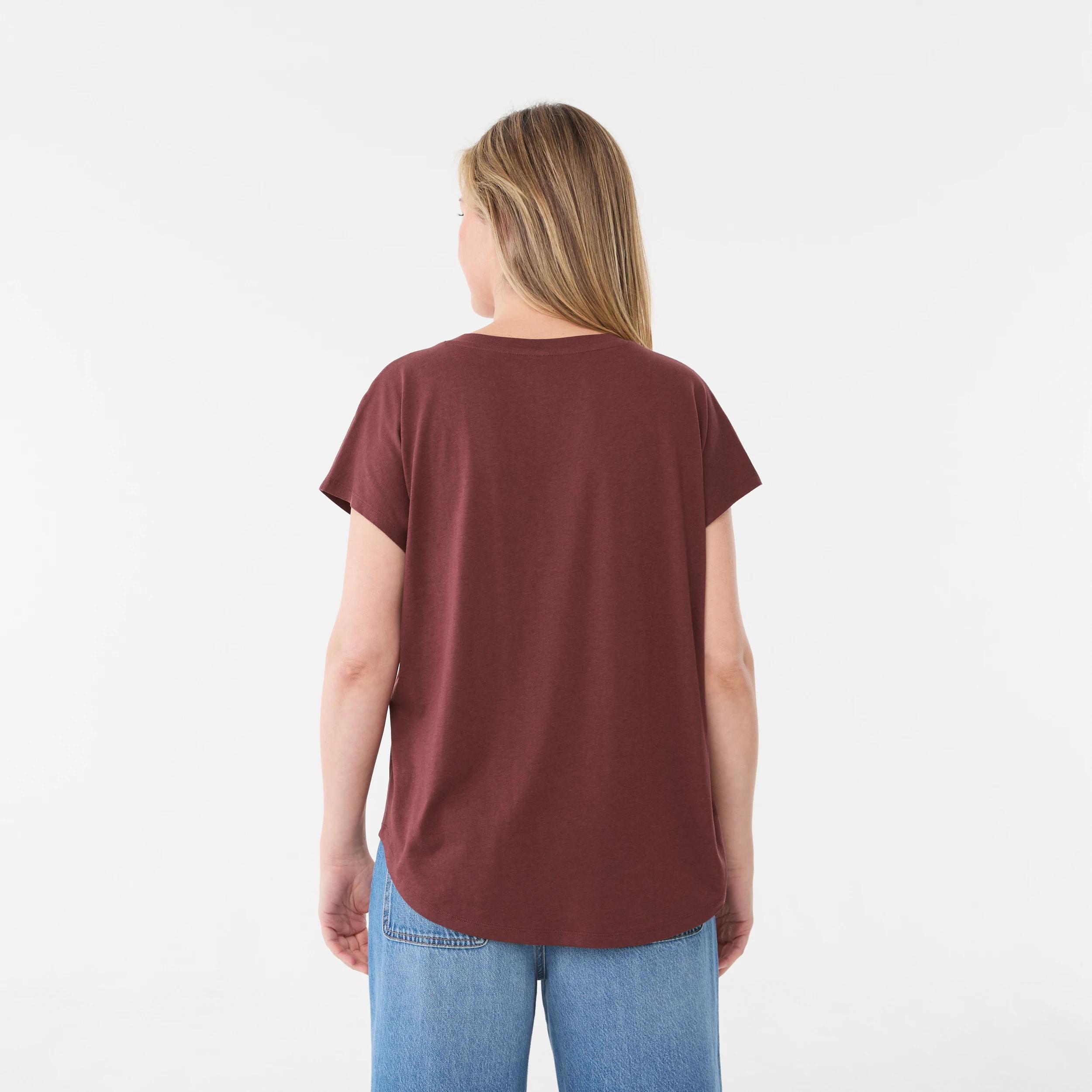 3 Short Extended Sleeve V-Neck T-shirt DARK HENNA, 3 of 5