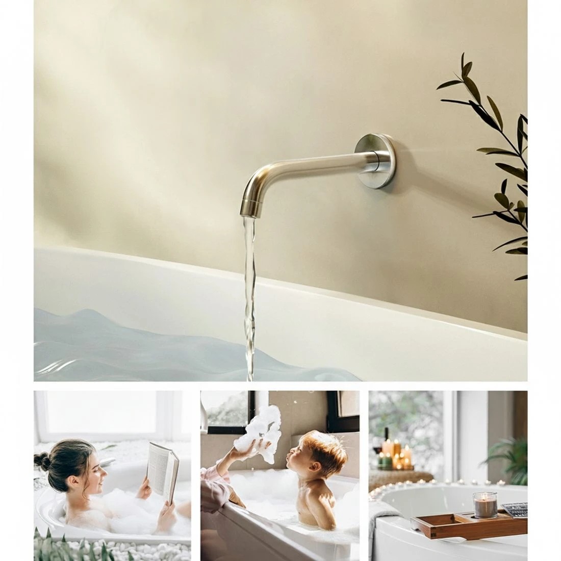 3 Cefito Bathroom Mixer Spout Wall Bath Tap Round Shower Bathtub - Silver, 3 of 4