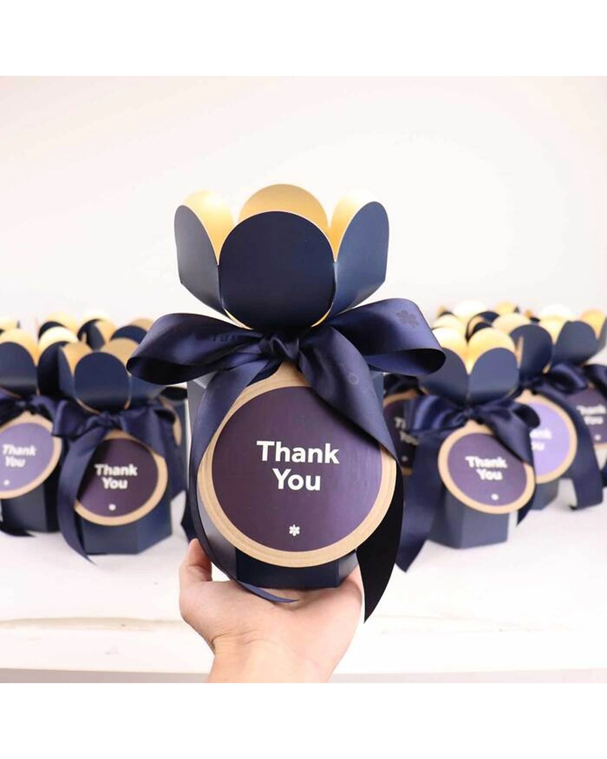 3 Edible Blooms Thank You Gift Set Gourmet Chocolates Bloom Box Navy - Blue, 3 of 4