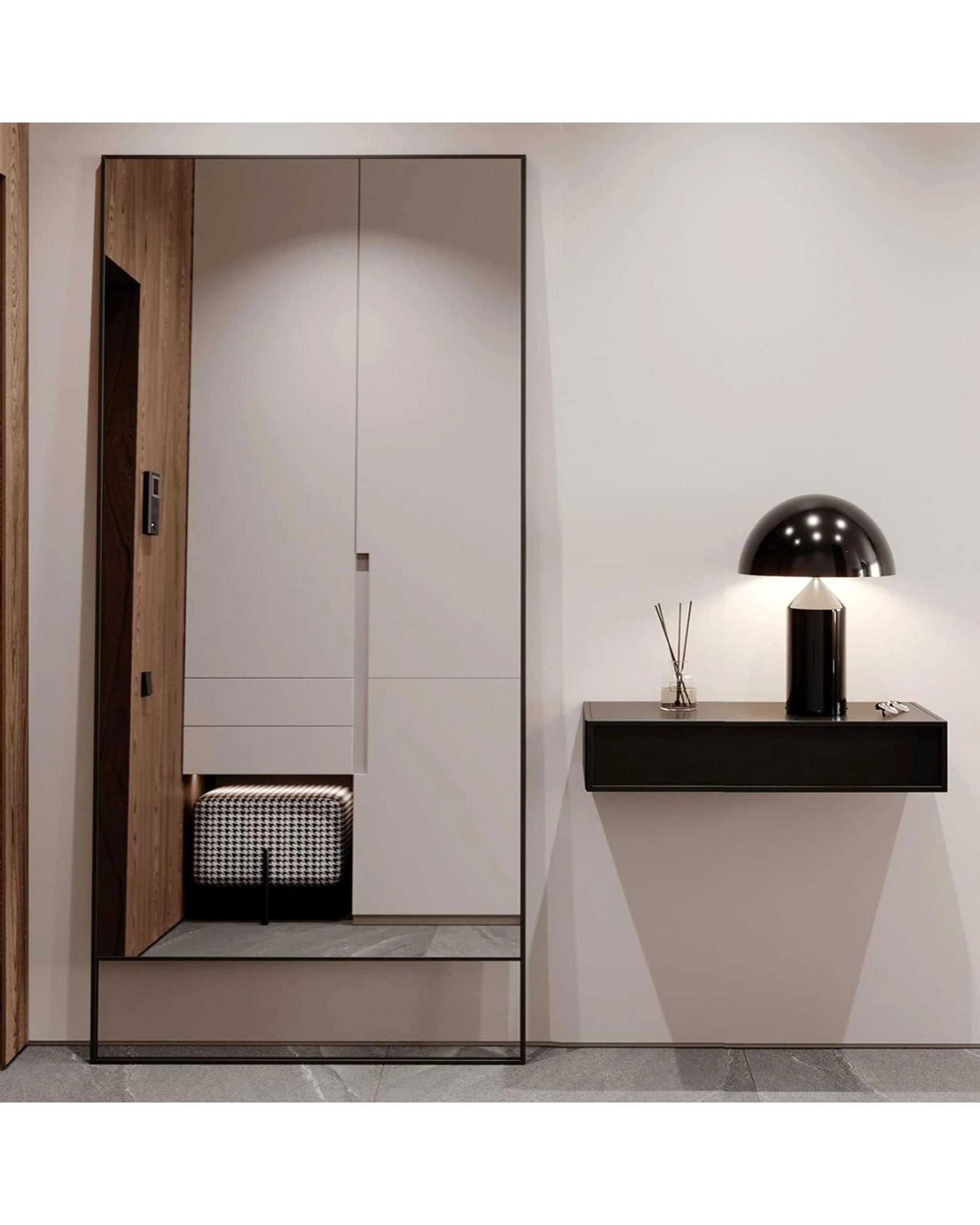 3 OAKORY 165x60cm Rectangular Full Length Mirror, Floor Mirror with Aluminium Alloy Frame Black - Black, 3 of 7