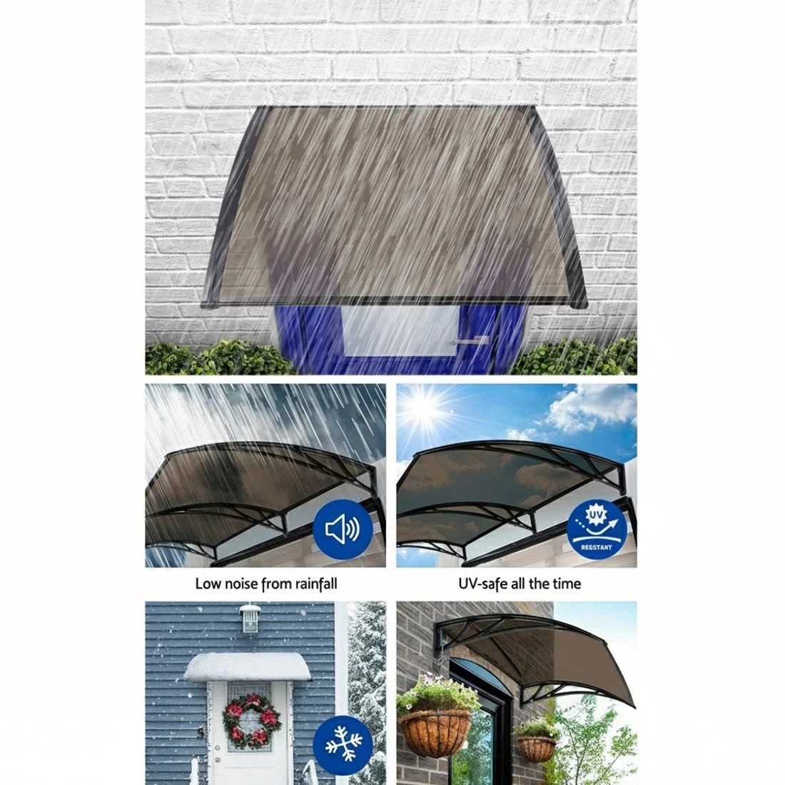 5 Instahut Window Awning Door Canopy 1m x 4m Brown Sheet  Plastic - Multi, 5 of 7