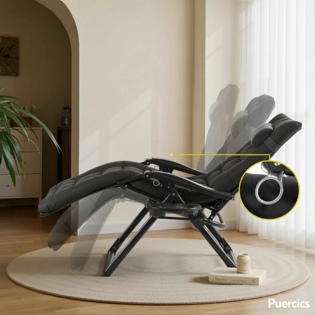 5 Gardeon Zero Gravity Sun Lounger Folding Recliner Adjustable Textilene Chair Removable Headrest Outdoor Relax - black, 5 of 7