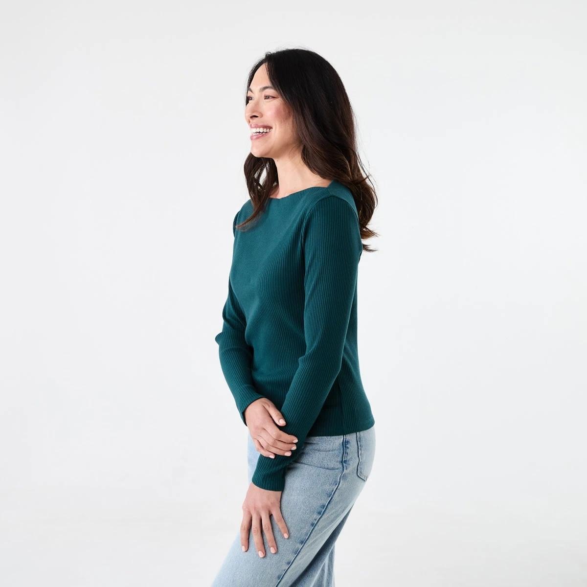 2 Long Sleeve Rib Boat Neck Top Kason Gren, 2 of 5