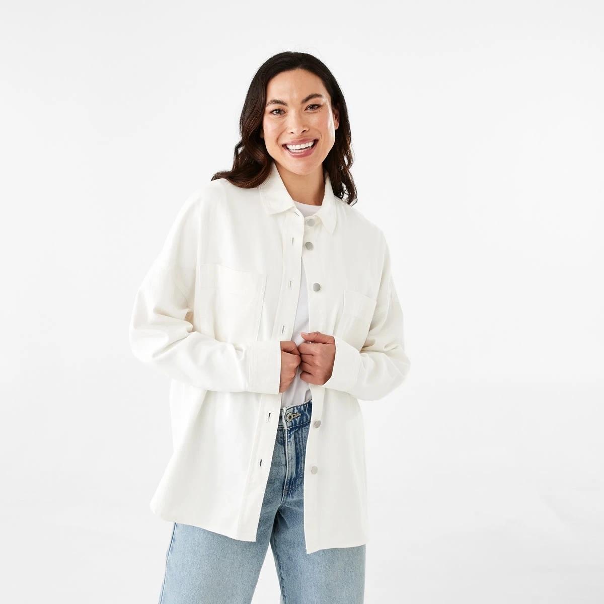 1 Long Sleeve Denim Shirt Ecru, 1 of 9