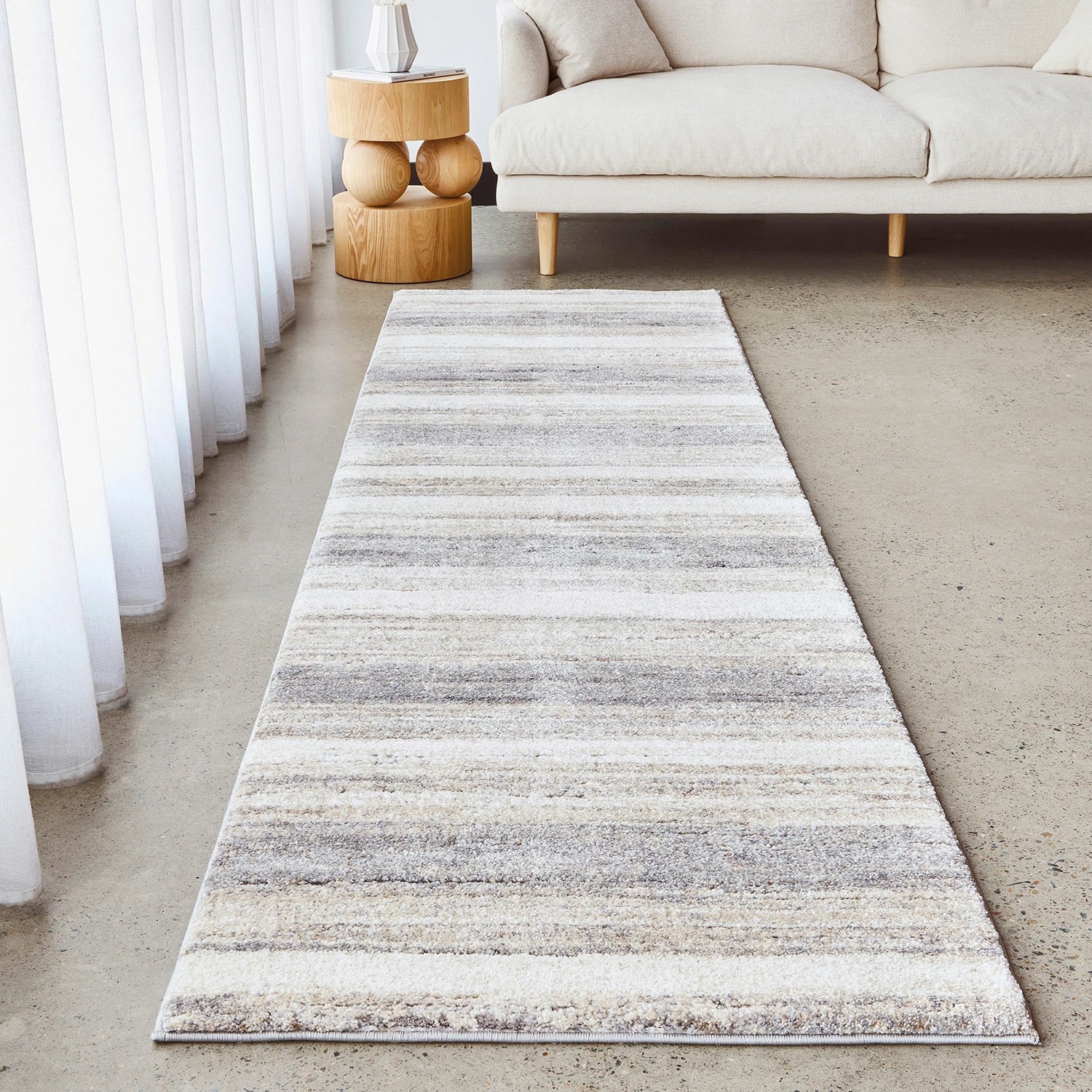 1 Common Ground Rugs Breezewood 77 500x80cm - Extra Large Runner Power Loomed Pet Friendly Rug - Silver, 1 of 7