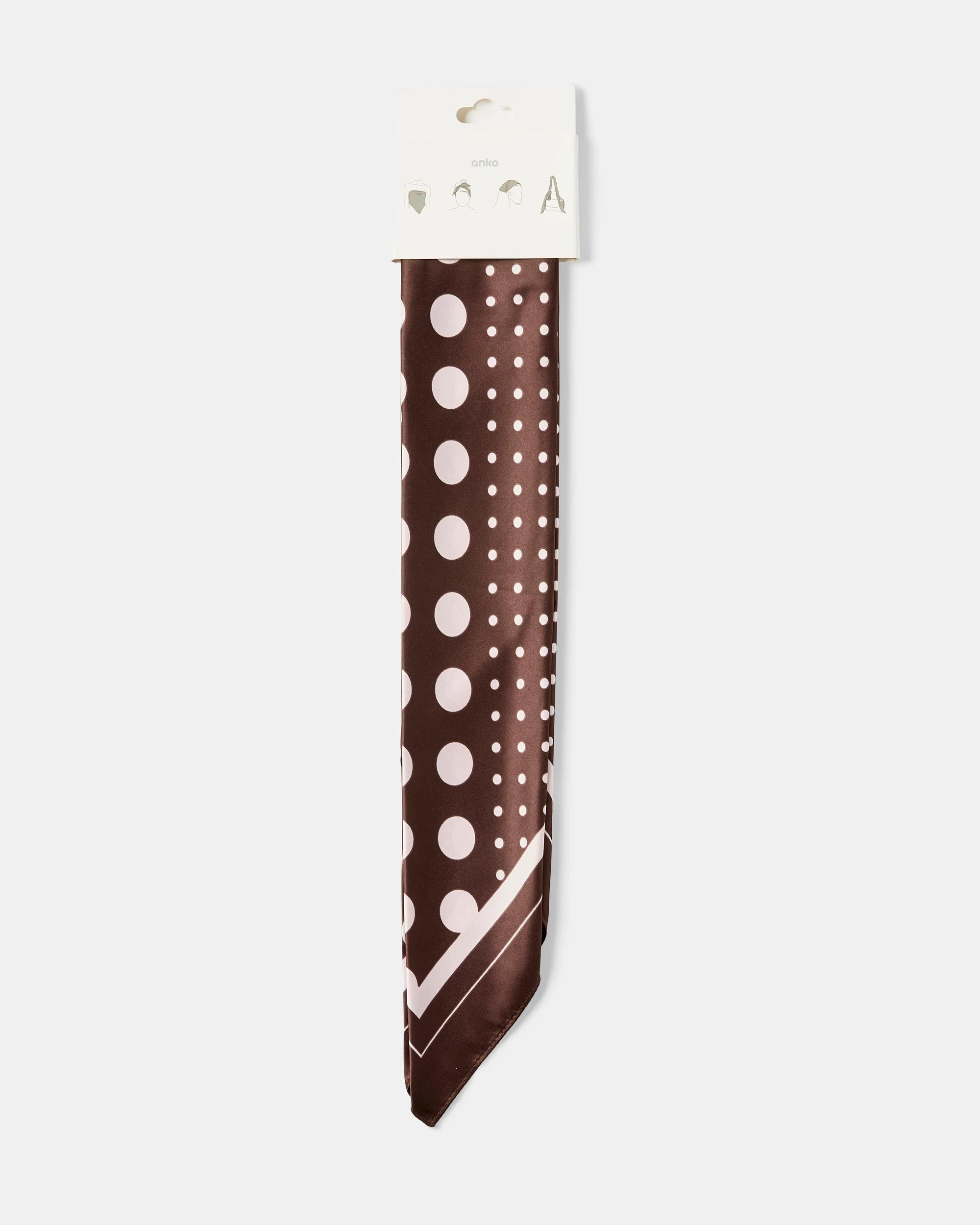 4 Polka Dot Hair Scarf Brown, 4 of 4