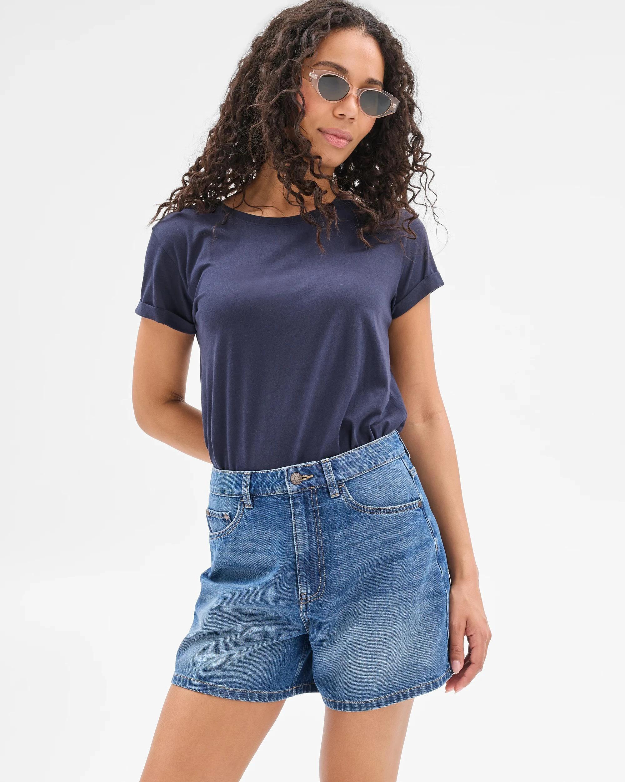 1 Target High Rise A-Line Denim Shorts MEDITERRANEAN BLUE, 1 of 8
