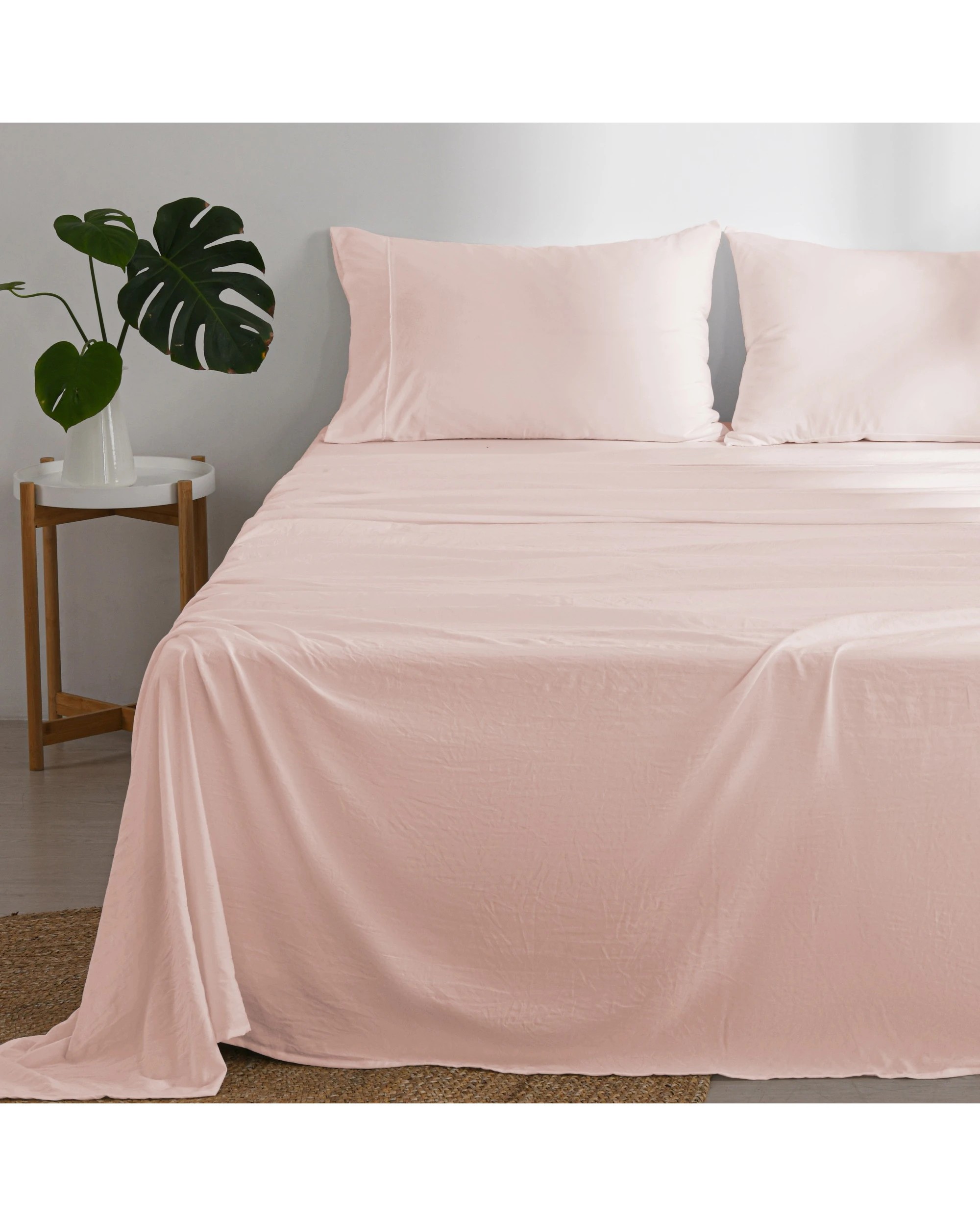 1 Dreamaker Superfine Washed Microfibre Sheet Set - King Single Bed - Blush Pink, 1 of 8