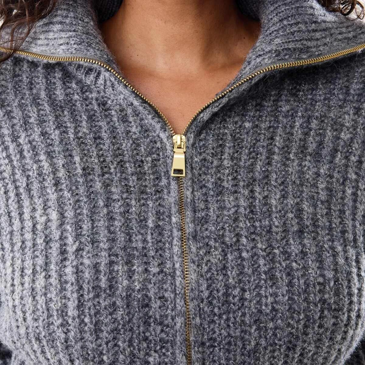 7 Fisherman Rib Knit Bomber Gry Chmrle, 7 of 10
