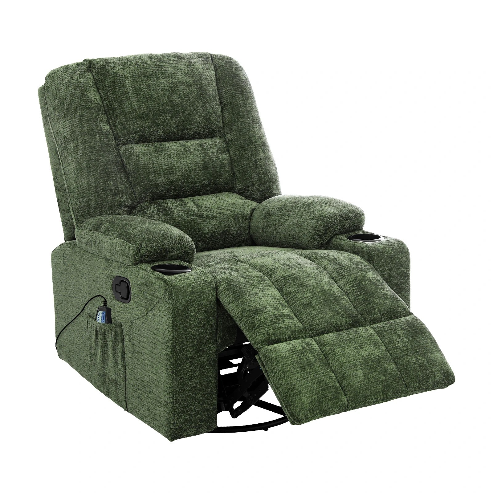 1 Oikiture Recliner Chair 360 Swivel Rocking Heated Electric - Green, 1 of 7