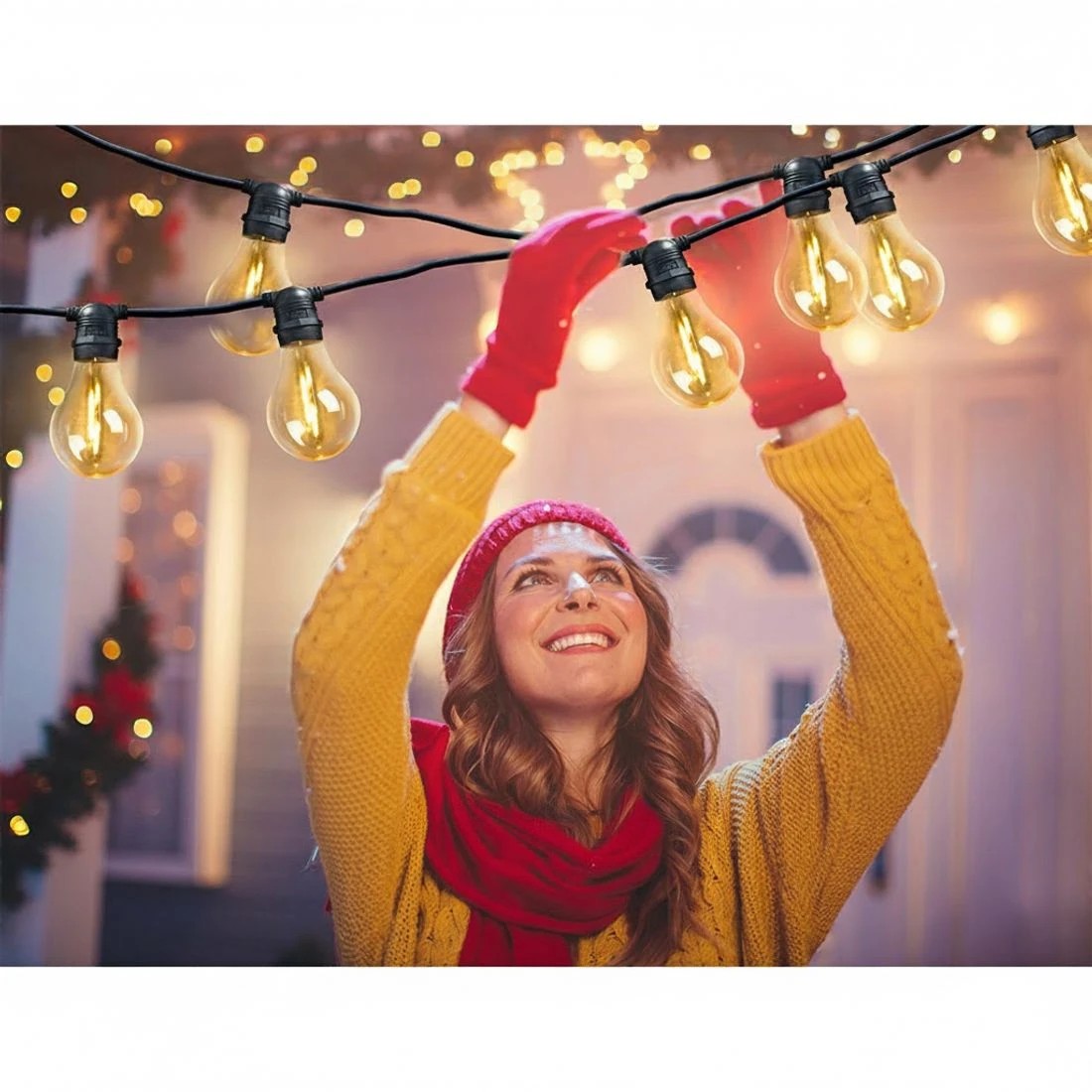 4 50m LED Festoon String Lights Outdoor Christmas Decorations Wedding Garden - Black, 4 of 5