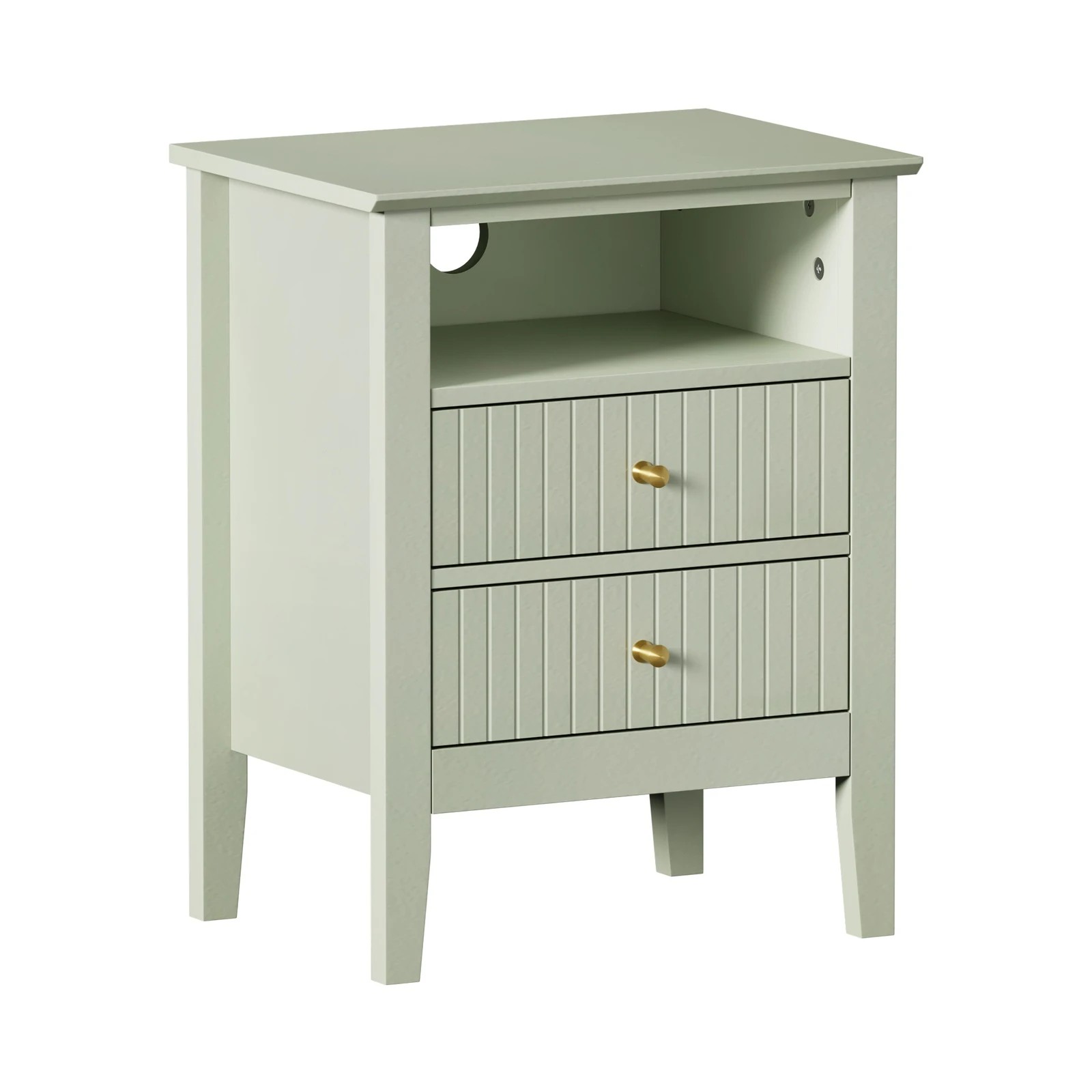 6 Oikiture Bedside Table Nightstand 2 Drawer with Shelf Storage Cabinet - Green, 6 of 9