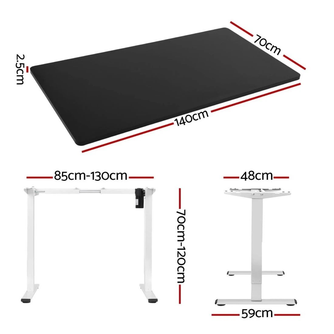 1 Artiss Standing Desk Motorised Sit Stand Desks - Black, 1 of 6