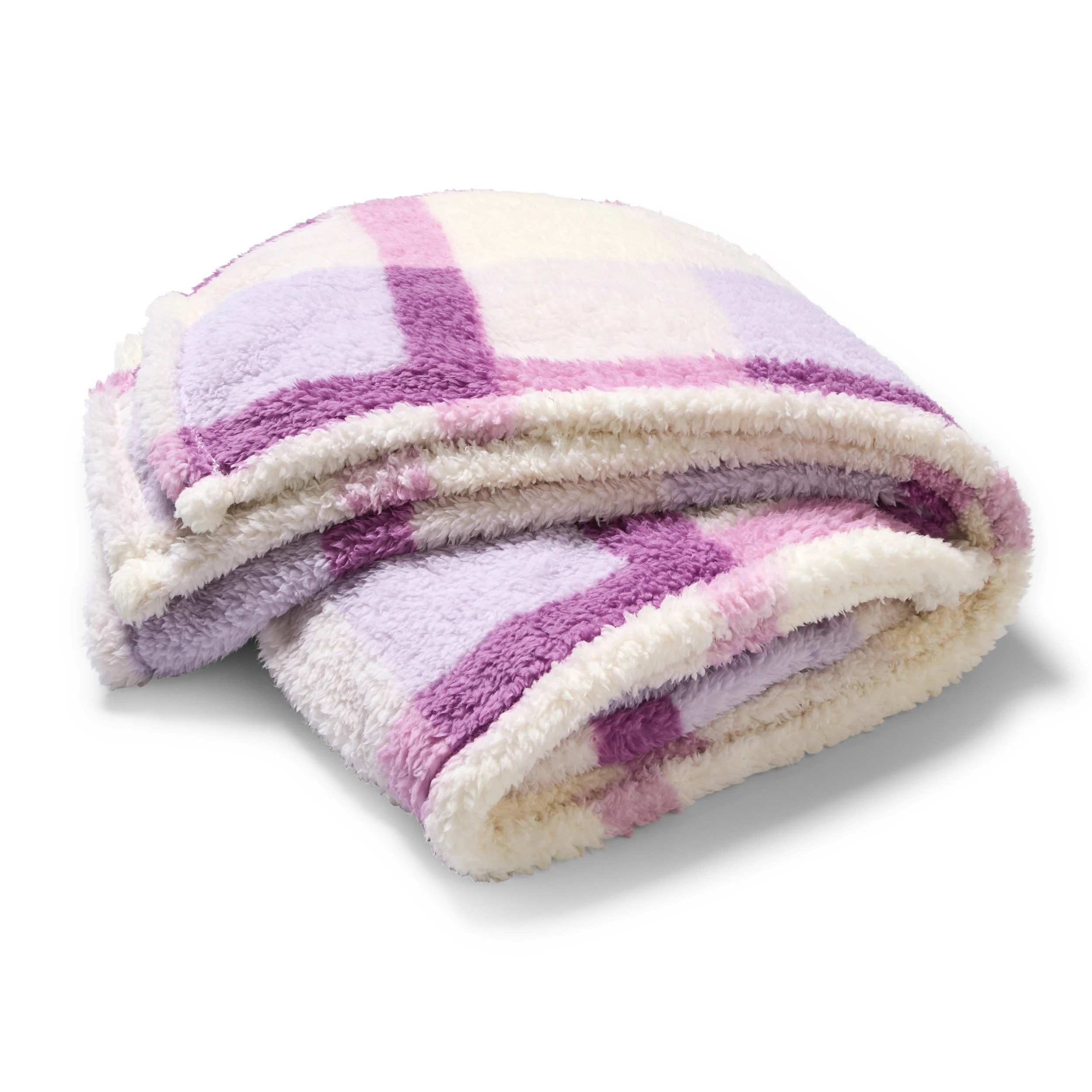 3 Check Teddy Throw - Orchid, 3 of 6