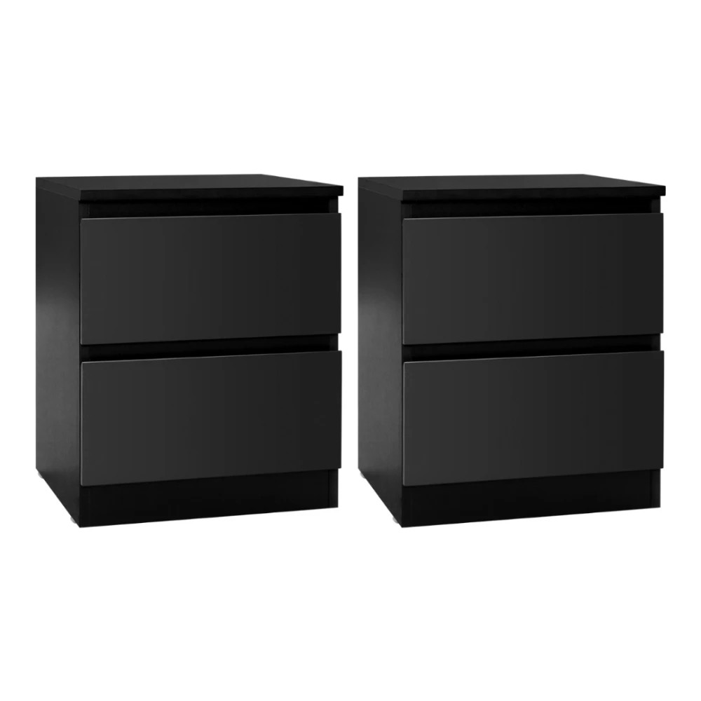 1 Artiss 2x Bedside Table 2 Drawers - Black, 1 of 5