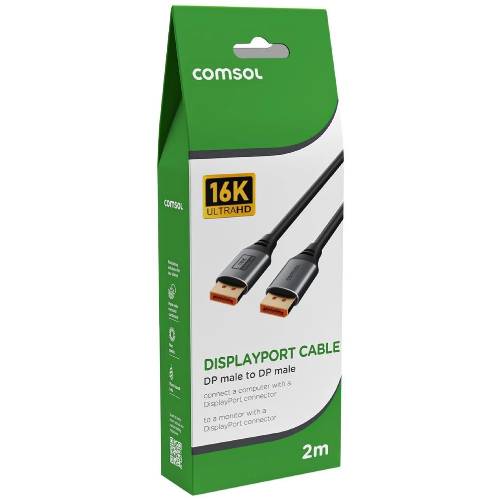 2 Comsol DisplayPort Cable 16K 2m Black, 2 of 5