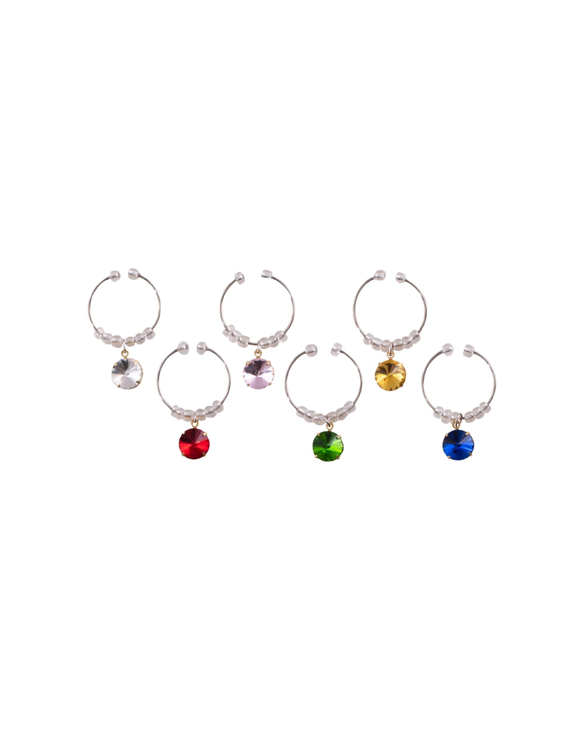 3 Avanti 6pc Wine And Champagne Glass Charms Set - Gemstone Accents For Parties, 3 of 3