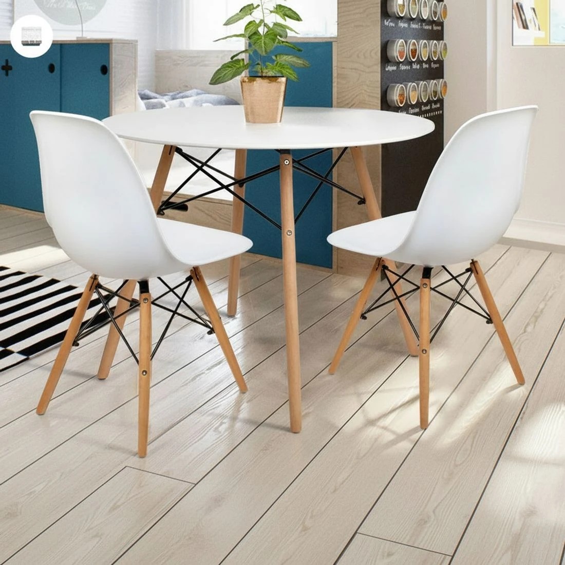 5 Artiss Dining Table Round White 4 Seater 100CM - White, 5 of 5
