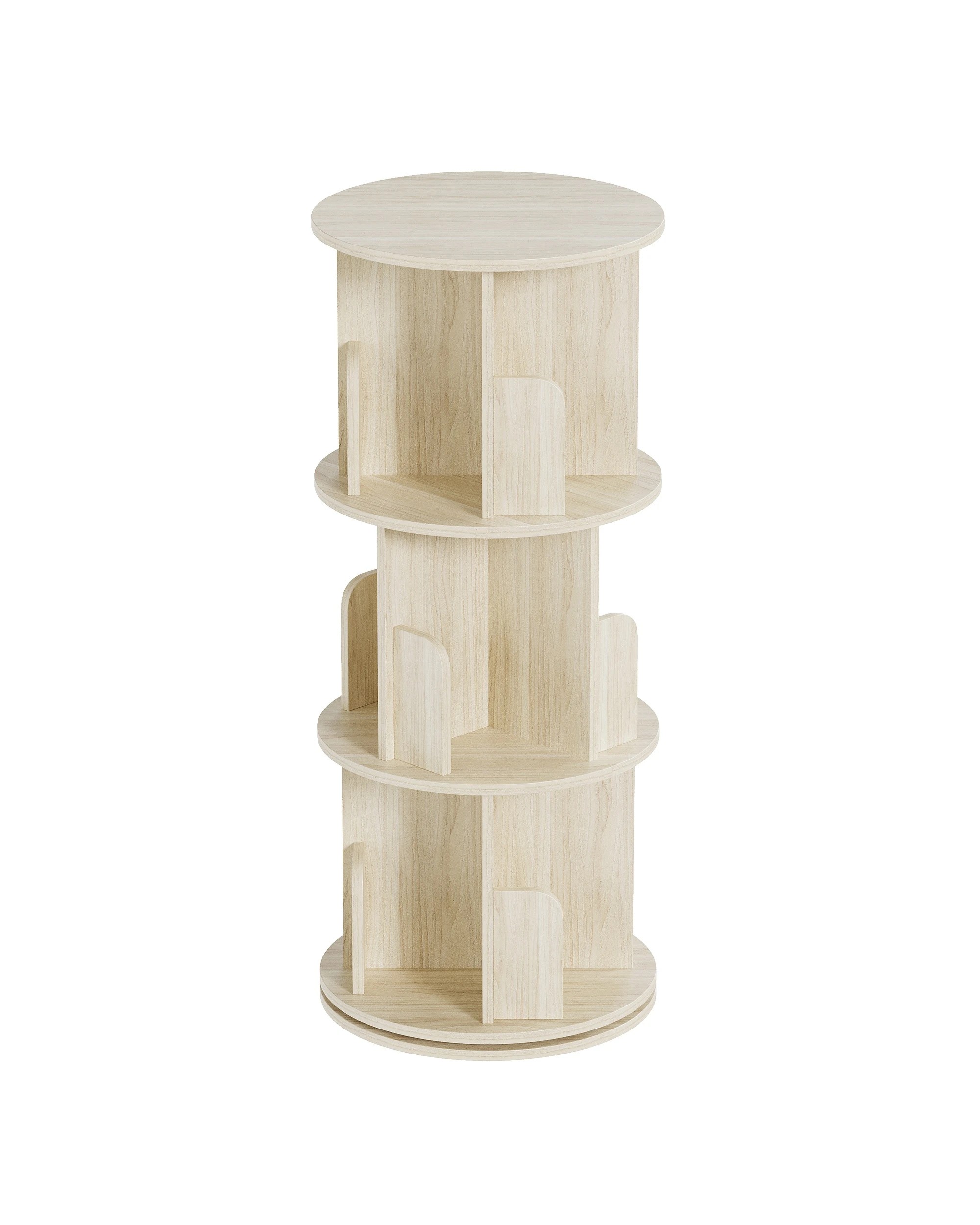 1 Advwin 3 Tiers Bookshelf Rotating Corner Bookcase Cabinet Revolving Display Stand Rack Oak, 1 of 8