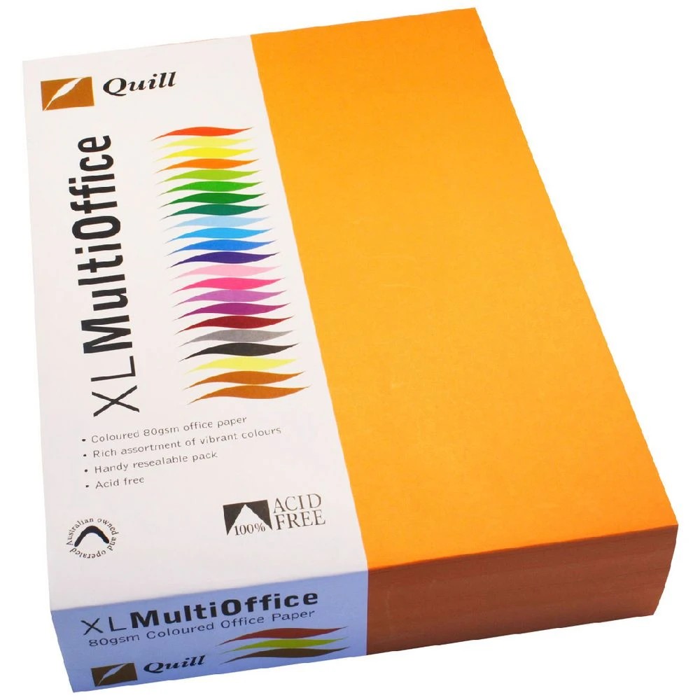 1 Quill Coloured Paper 80gsm A4 Orange 500 Sheet Ream, 1 of 1