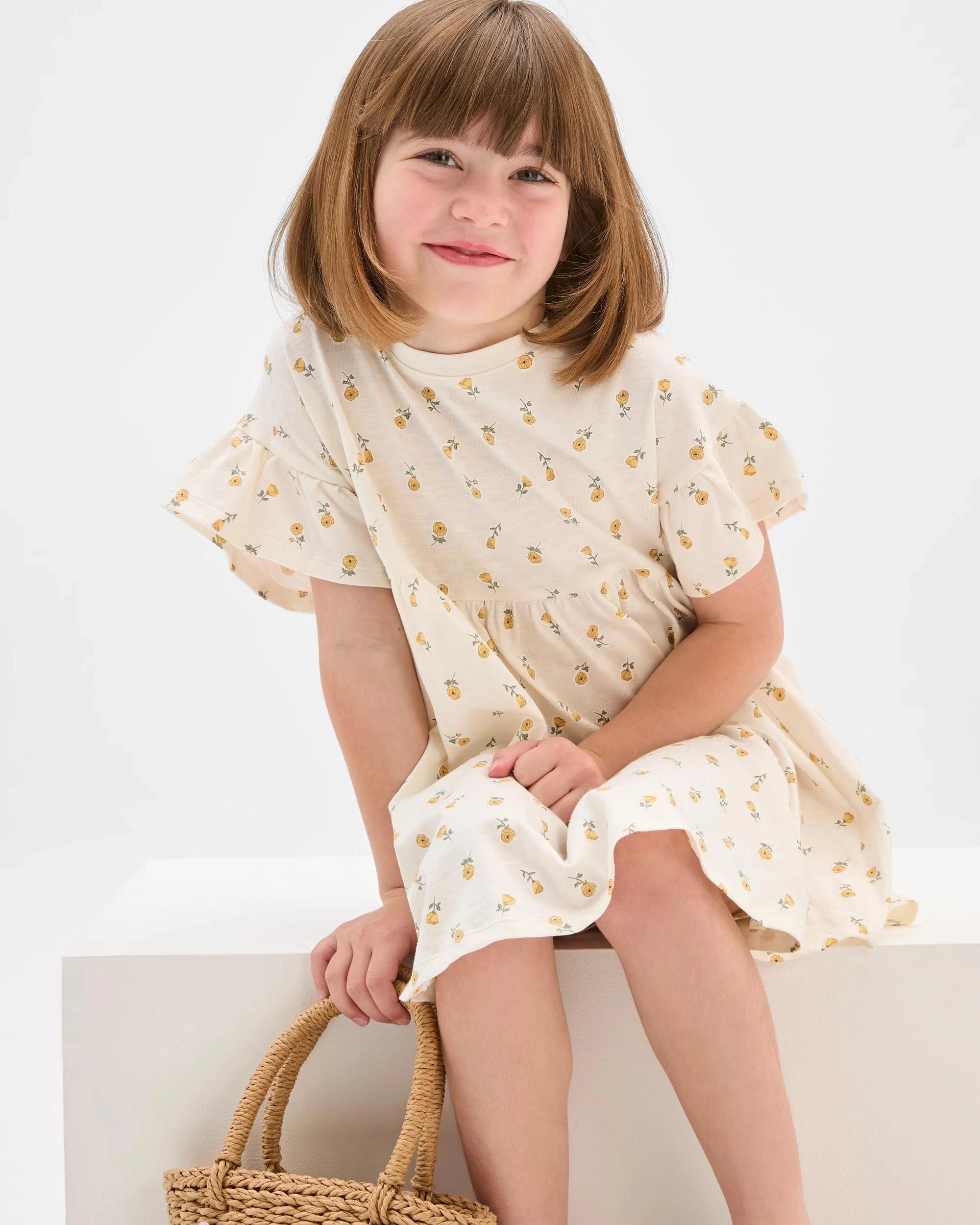 2 Target Kids Australian Cotton Fashion Dress OFF WHITE FLOWER, 2 of 7