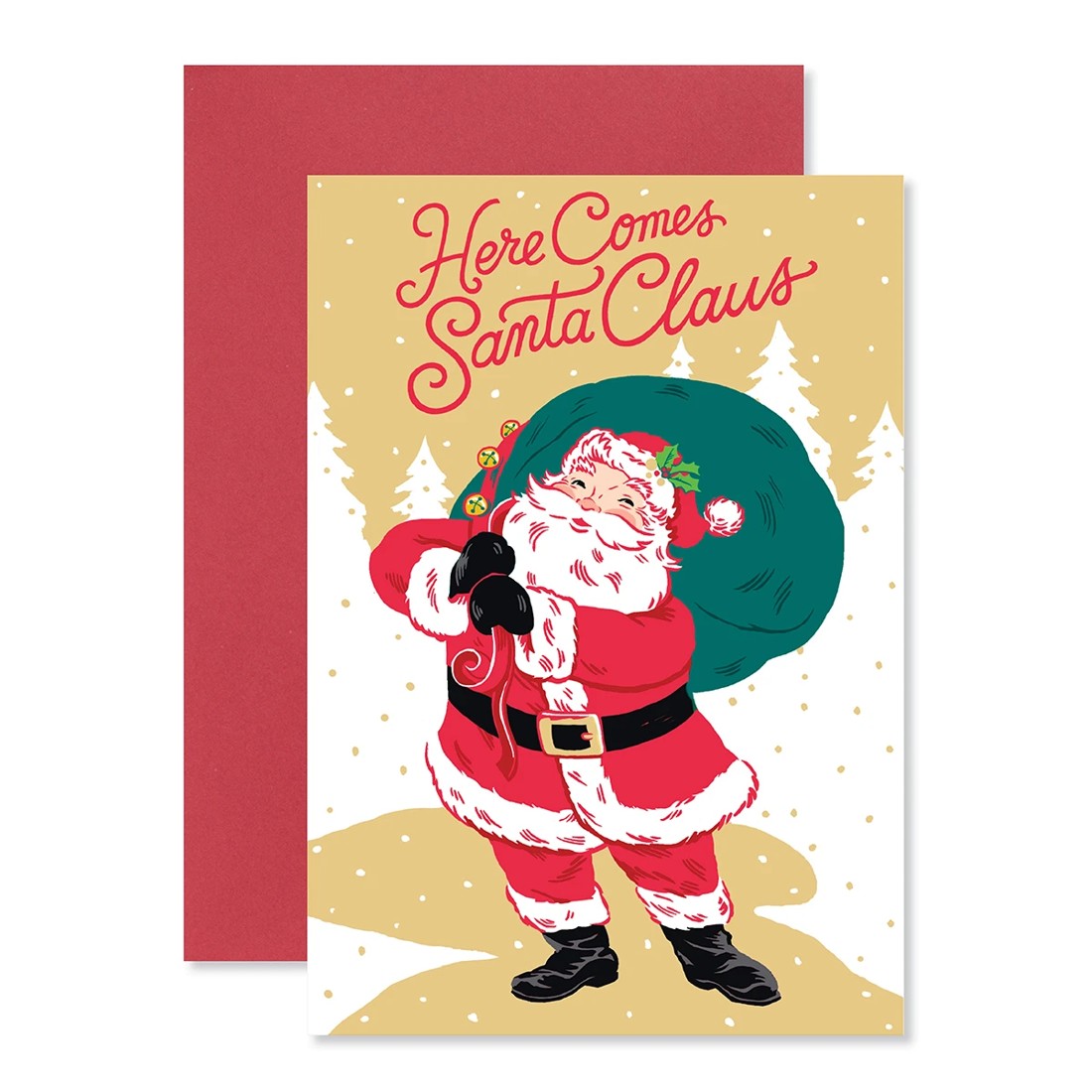 1 Hallmark Christmas Card - Here Comes Santa Claus, 1 of 3