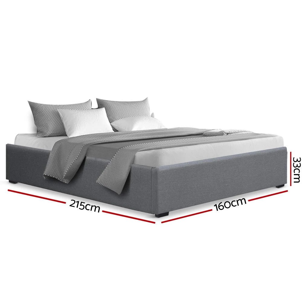 2 Artiss Bed Frame Queen Size Gas Lift Base  TOKI - Grey, 2 of 8