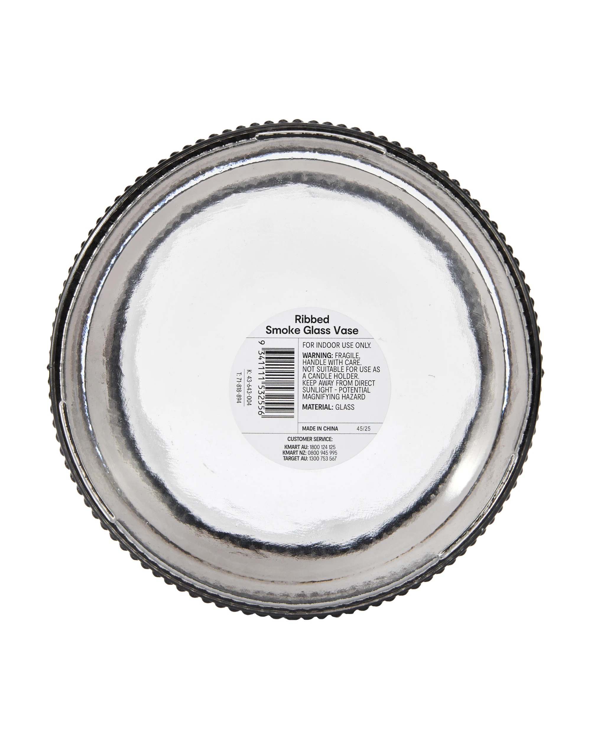 5 Ribbed Smoke Glass Vase, 5 of 5