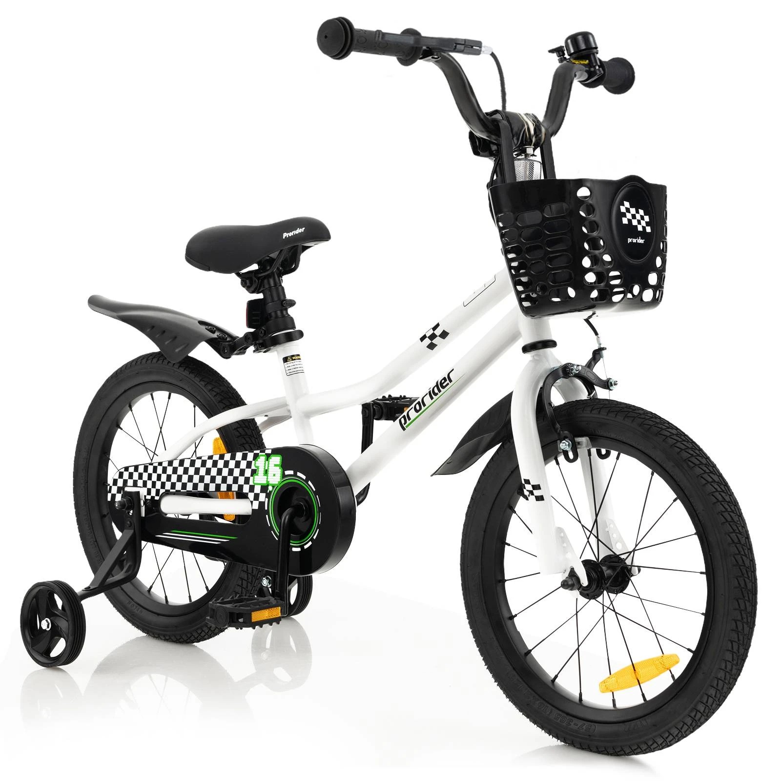 1 Costway 40cm Kids Bike Bicycle w/Training Wheels & Basket & Adjustable Handlebar Seat Beginner, 1 of 4