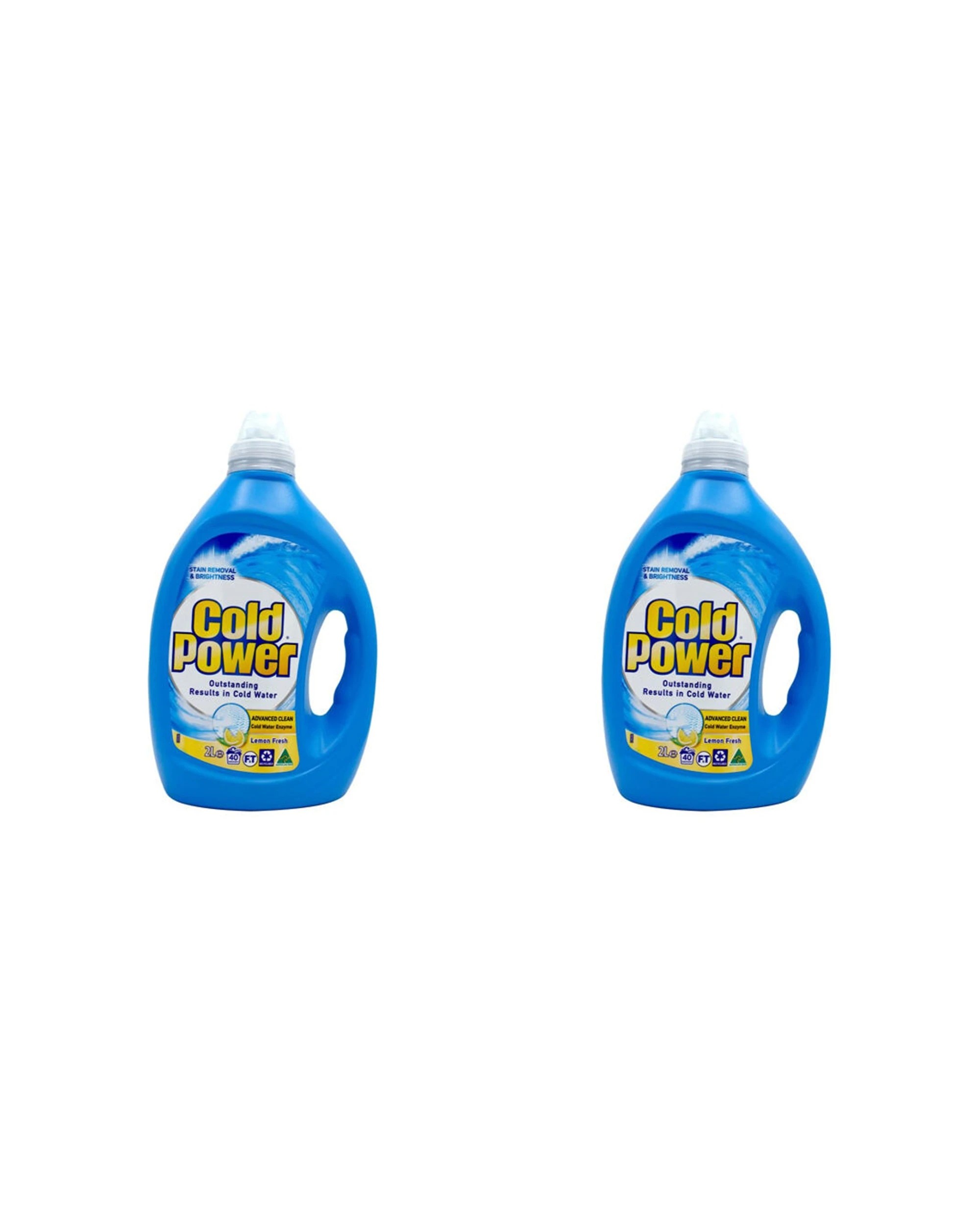 1 COLD POWER 2PK Cold Power 2L Laundry Liquid Front Top Loader Advanced Clean Lemon Fresh - Blue, 1 of 4
