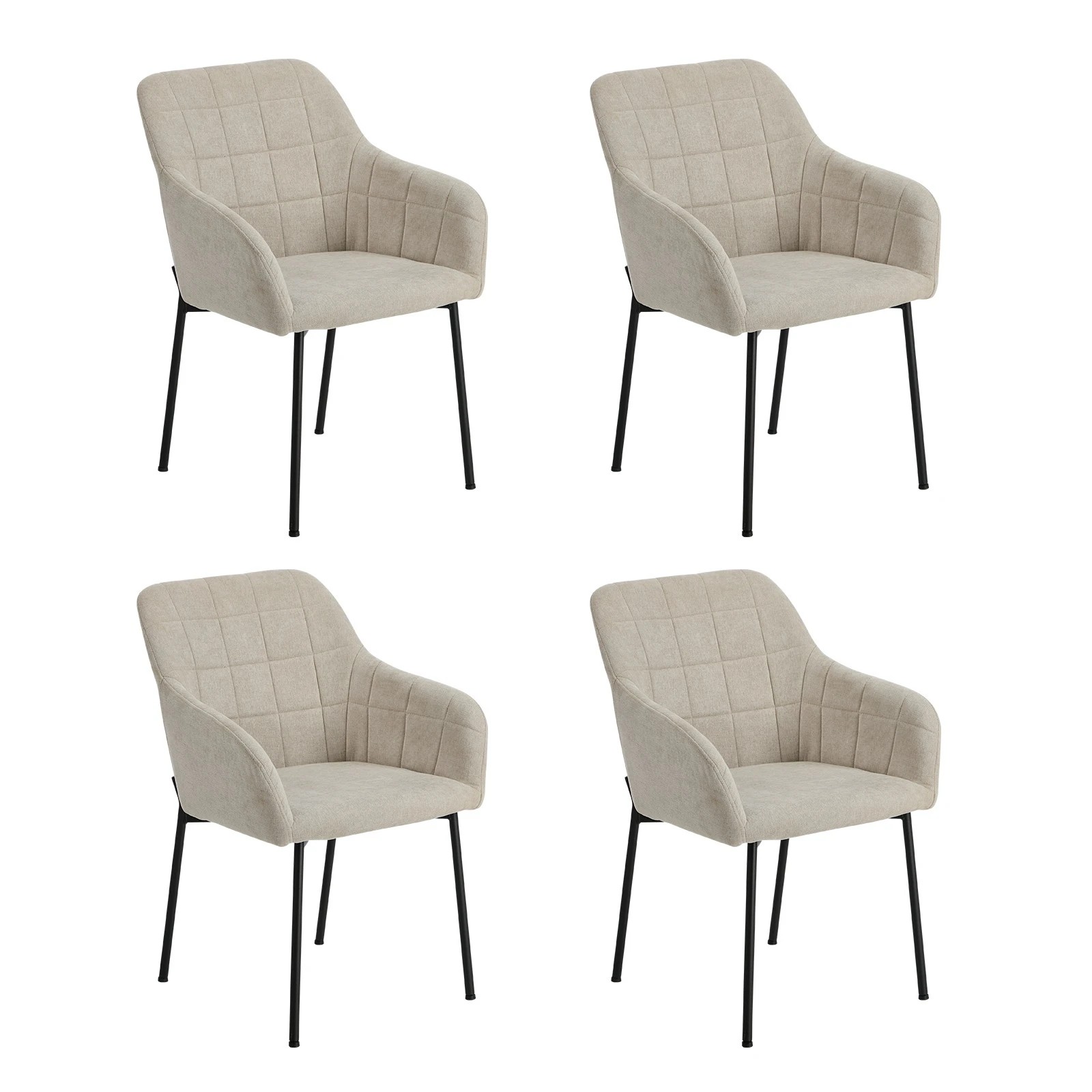 1 Oikiture 4x Dining Chairs Kitchen Accent Armchairs Linen Fabric - Beige, 1 of 10