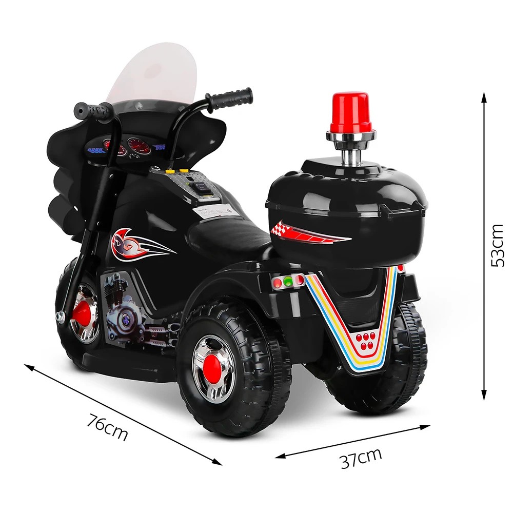 2 Rigo Kids Electric Ride On Police Motorcycle Motorbike 6V Battery - Black, 2 of 8