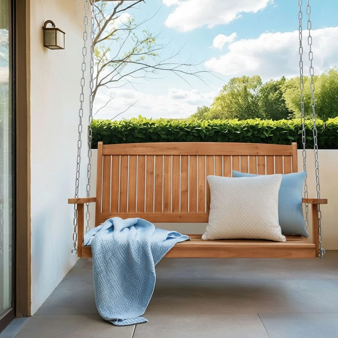 3 Gardeon Porch Swing Chair With Chain Outdoor Furniture Wooden Bench 2 - Natural, 3 of 5